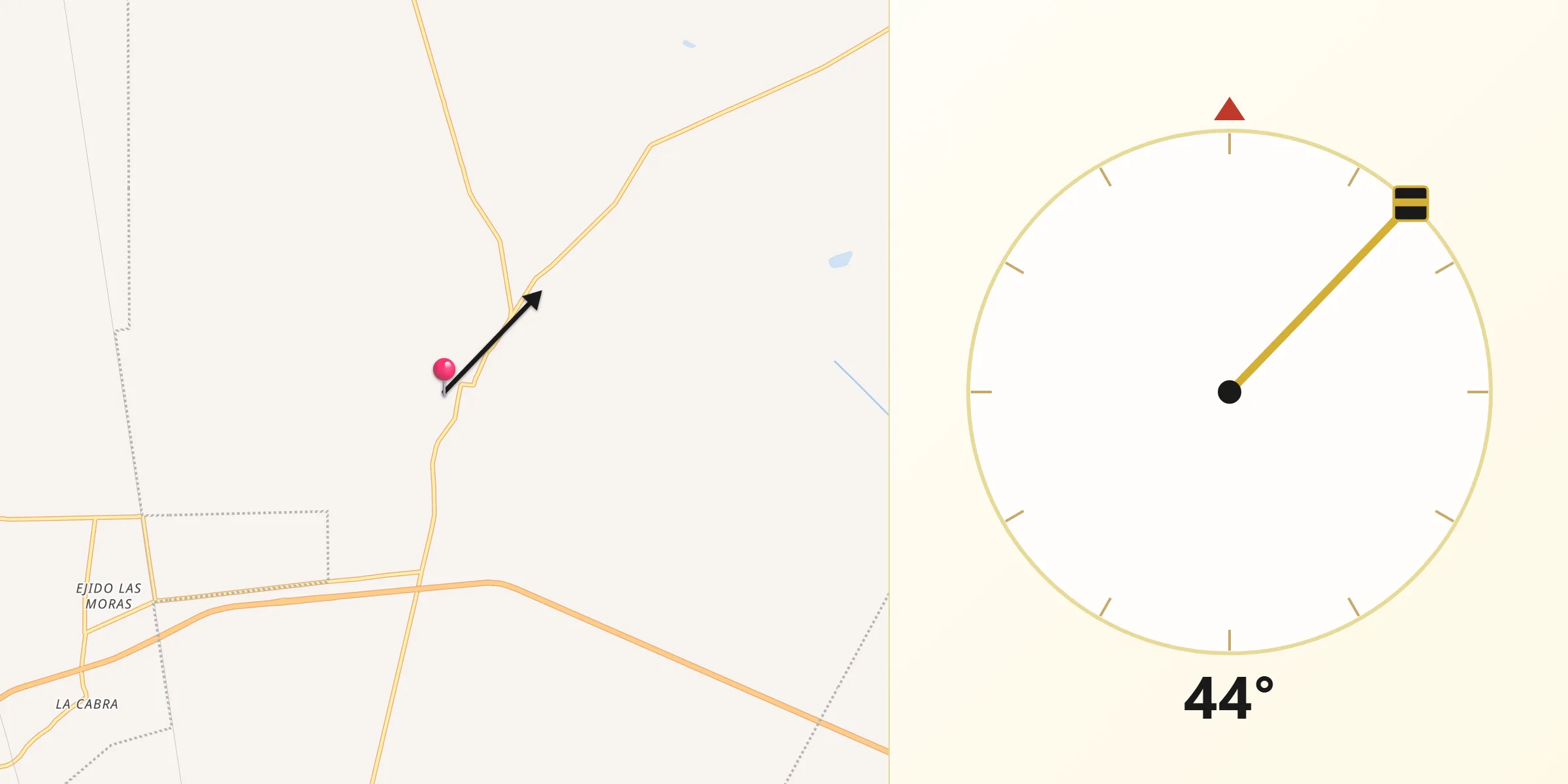 Dirección de la Qibla desde El Peñasco