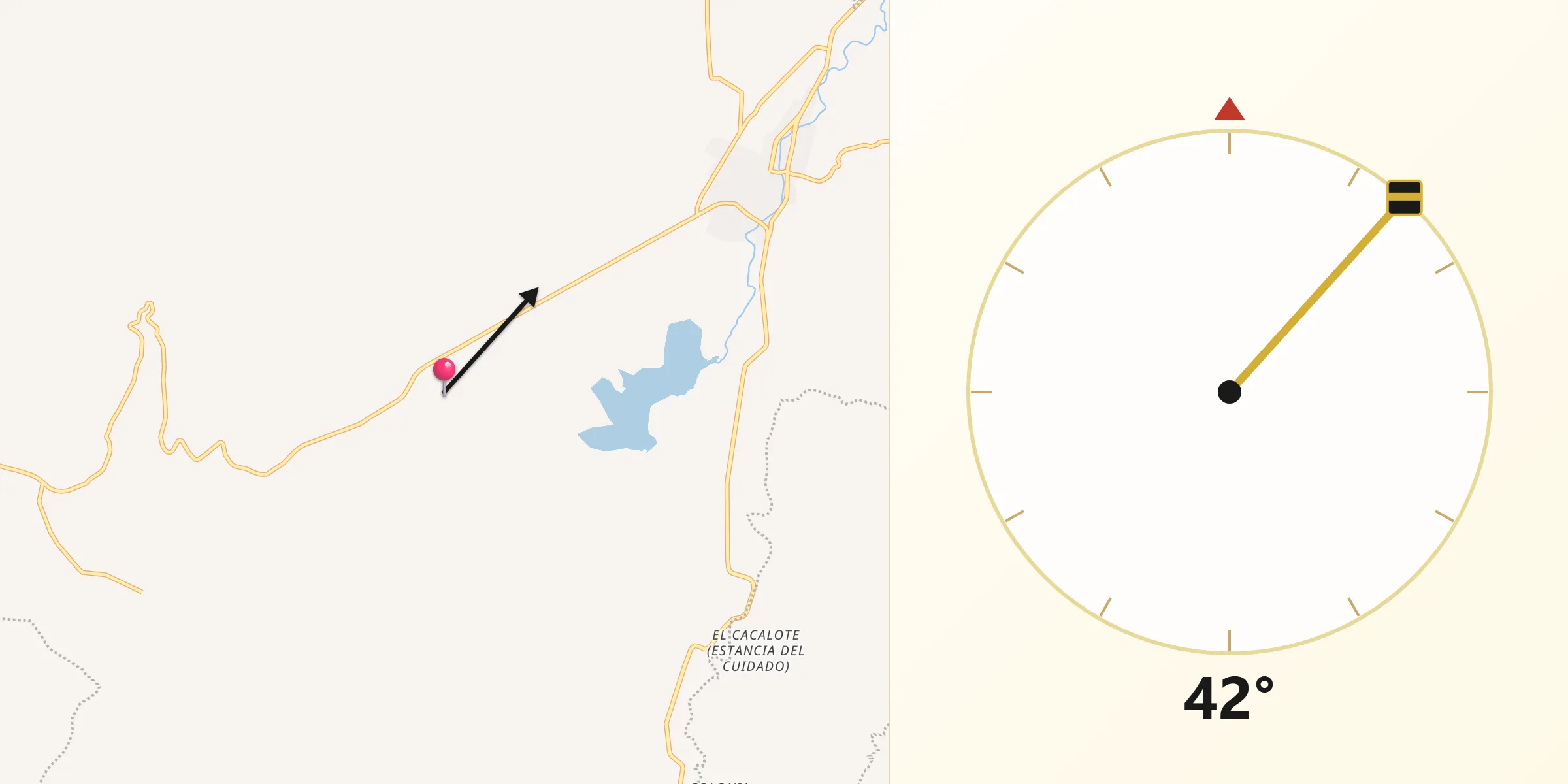 Dirección de la Qibla desde Huejúcar