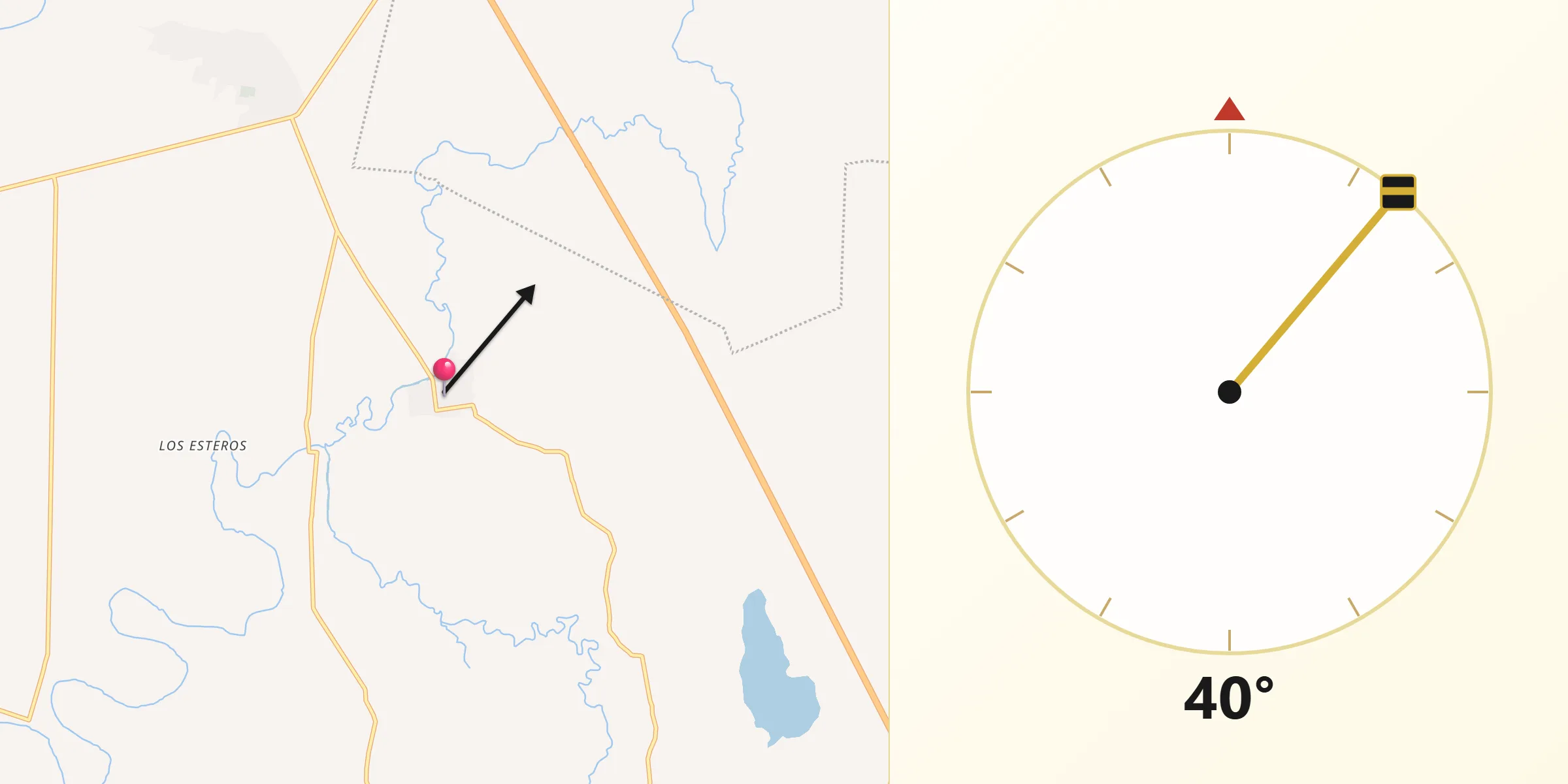 Dirección de la Qibla desde La Presa