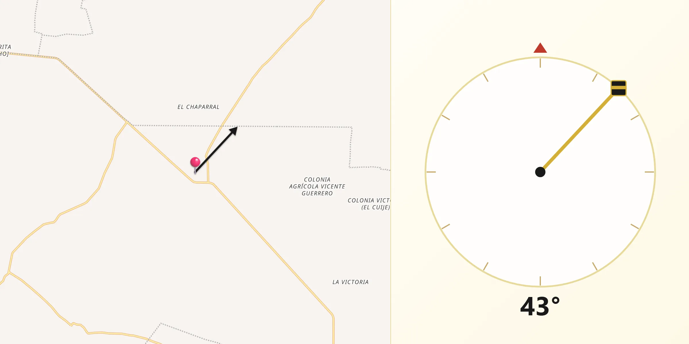 Dirección de la Qibla desde Tierra Blanca