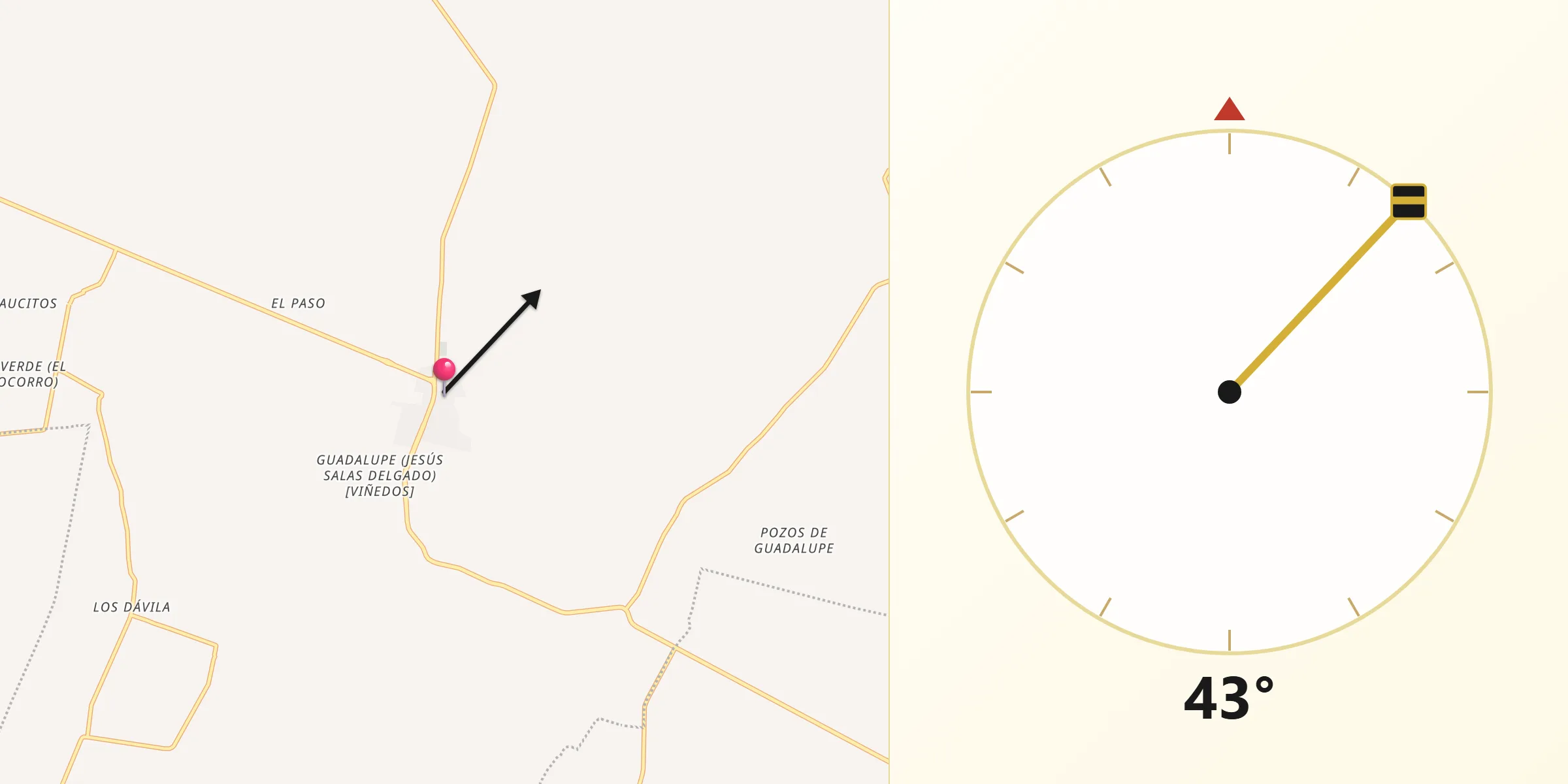 Dirección de la Qibla desde Villa Hidalgo