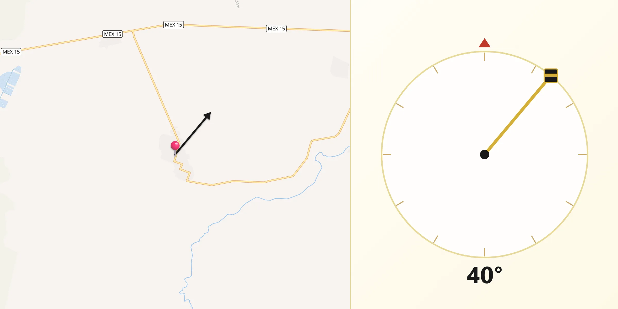 Dirección de la Qibla desde Quimichis