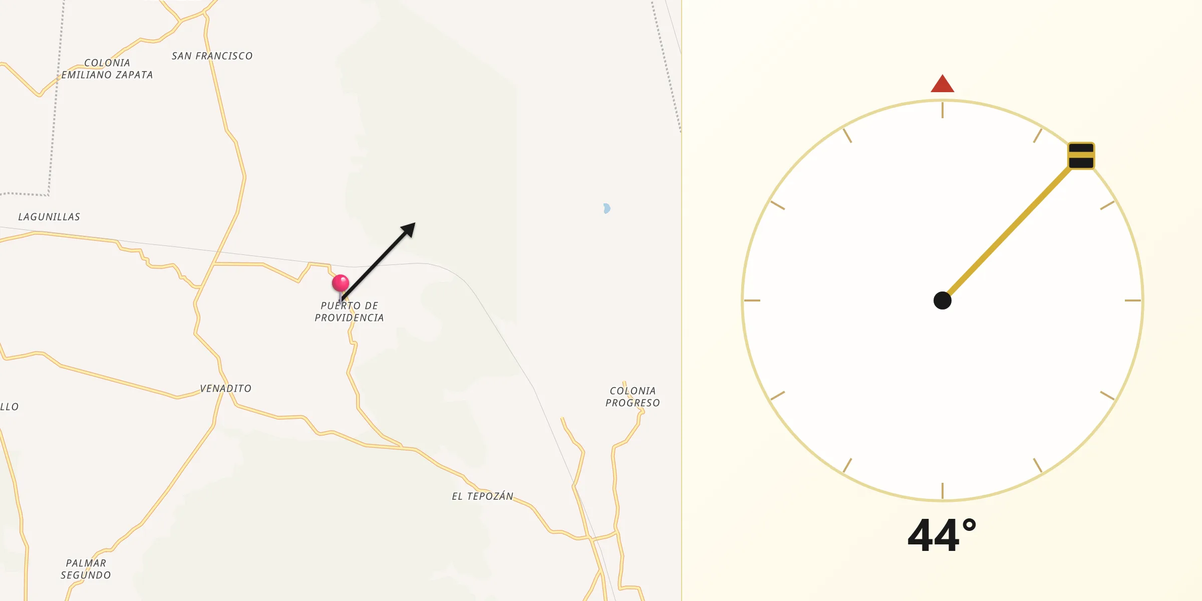 Dirección de la Qibla desde Puerto de Providencia