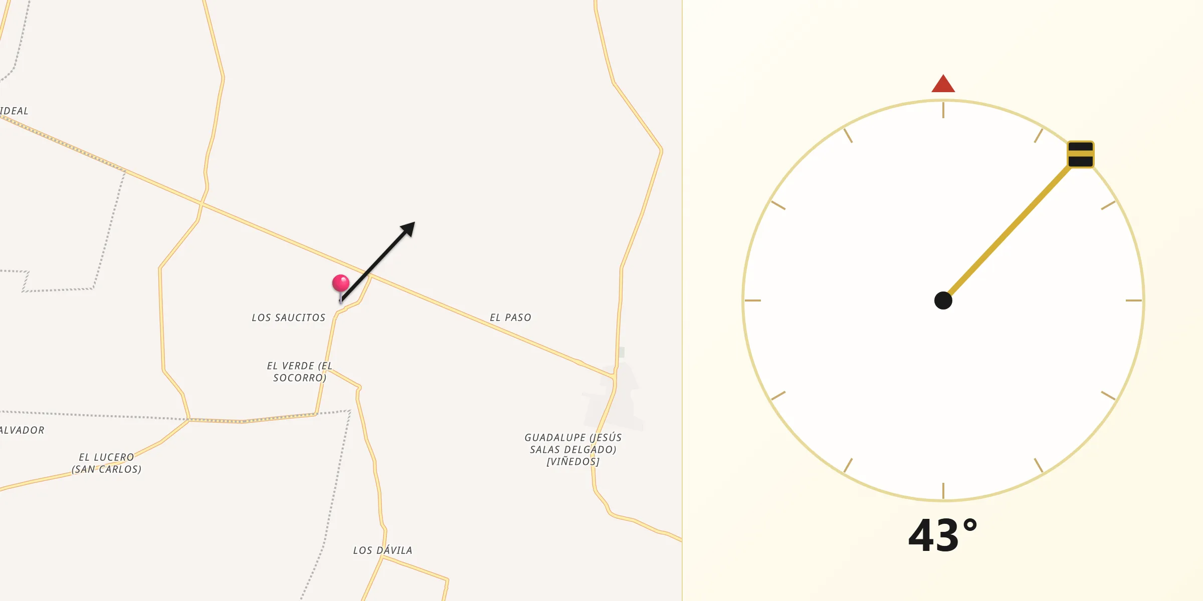 Dirección de la Qibla desde El Refugio