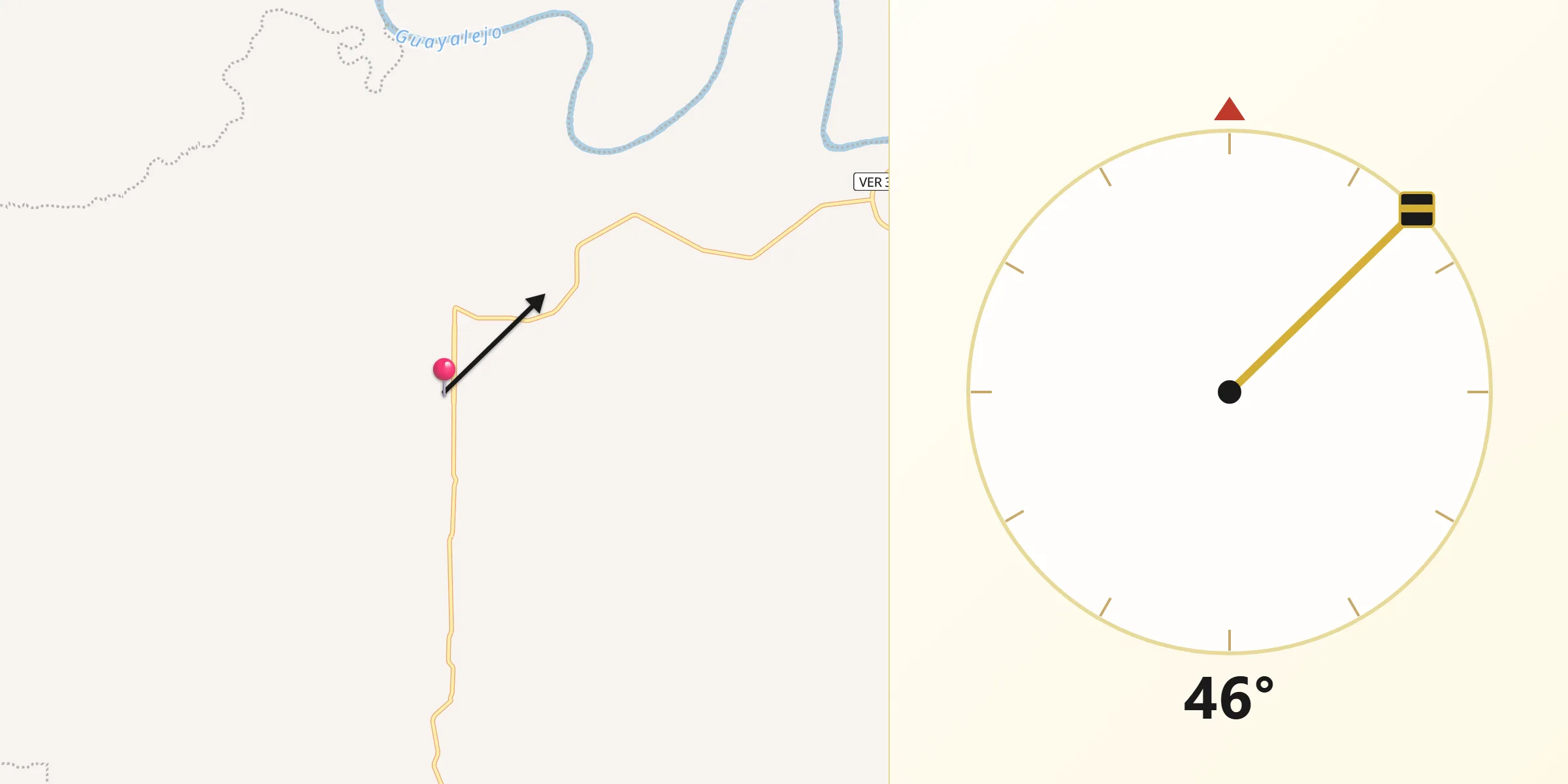 Dirección de la Qibla desde Guayalejo