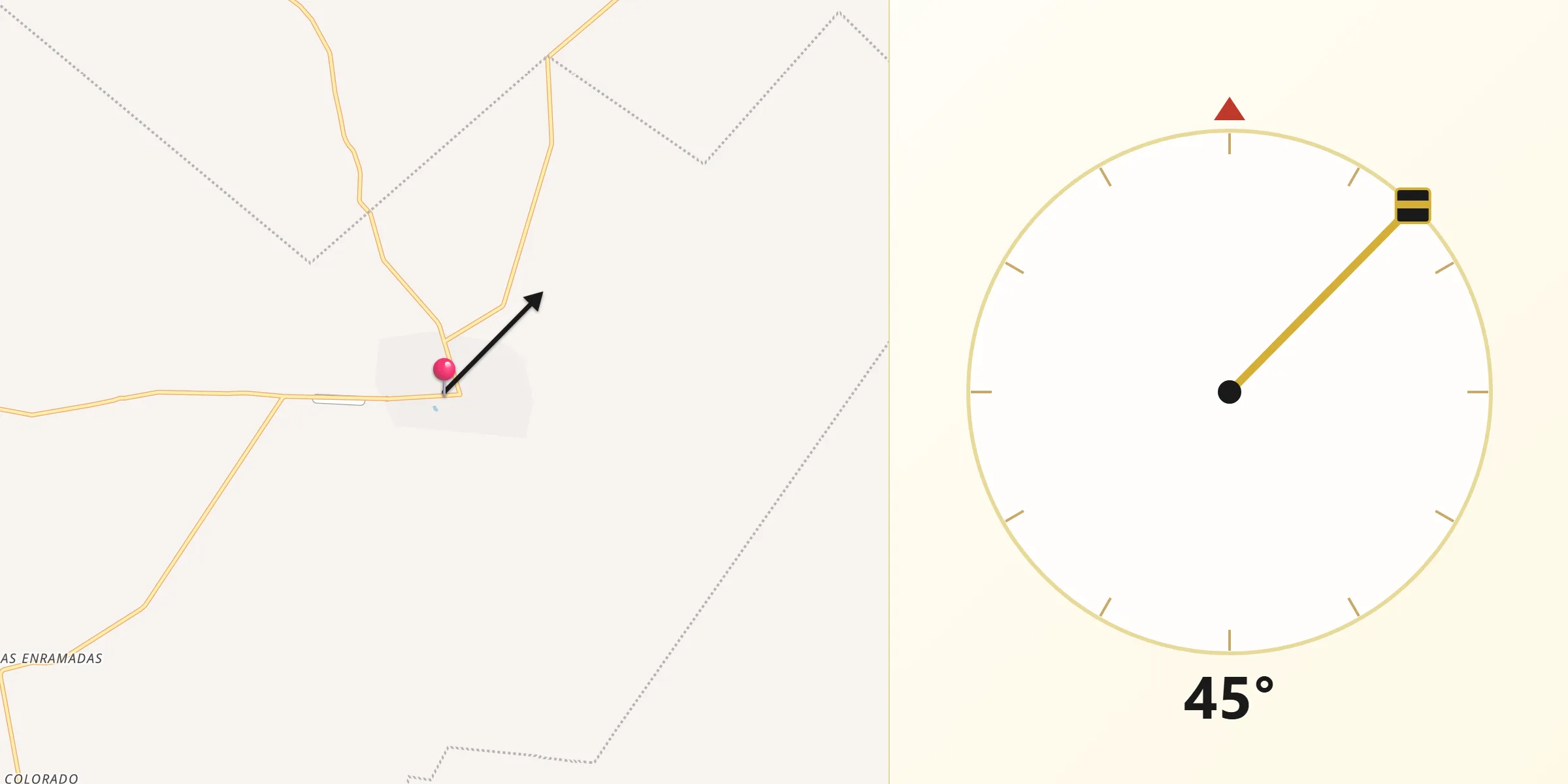 Dirección de la Qibla desde Granjenal
