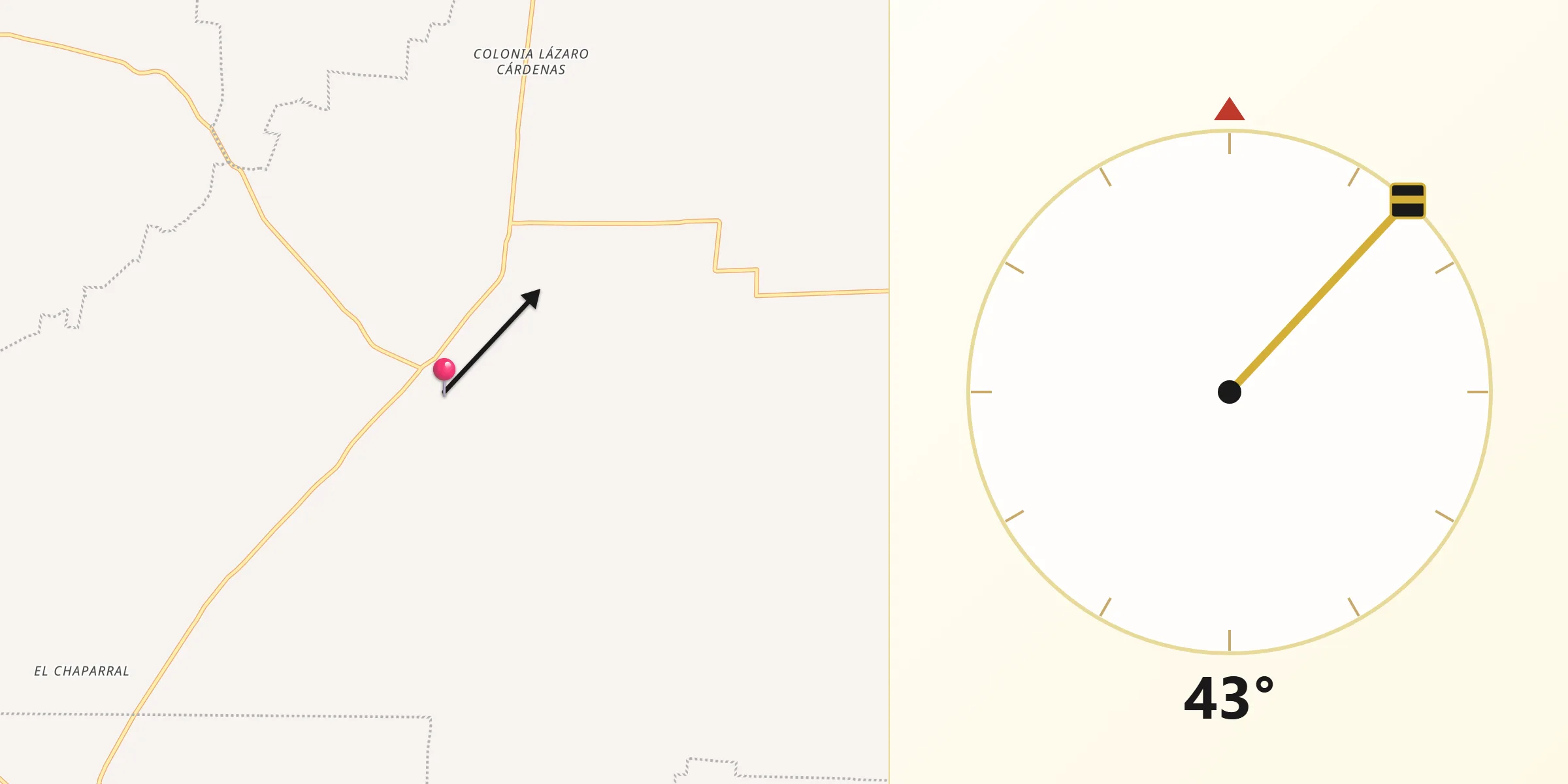 Dirección de la Qibla desde Maravillas
