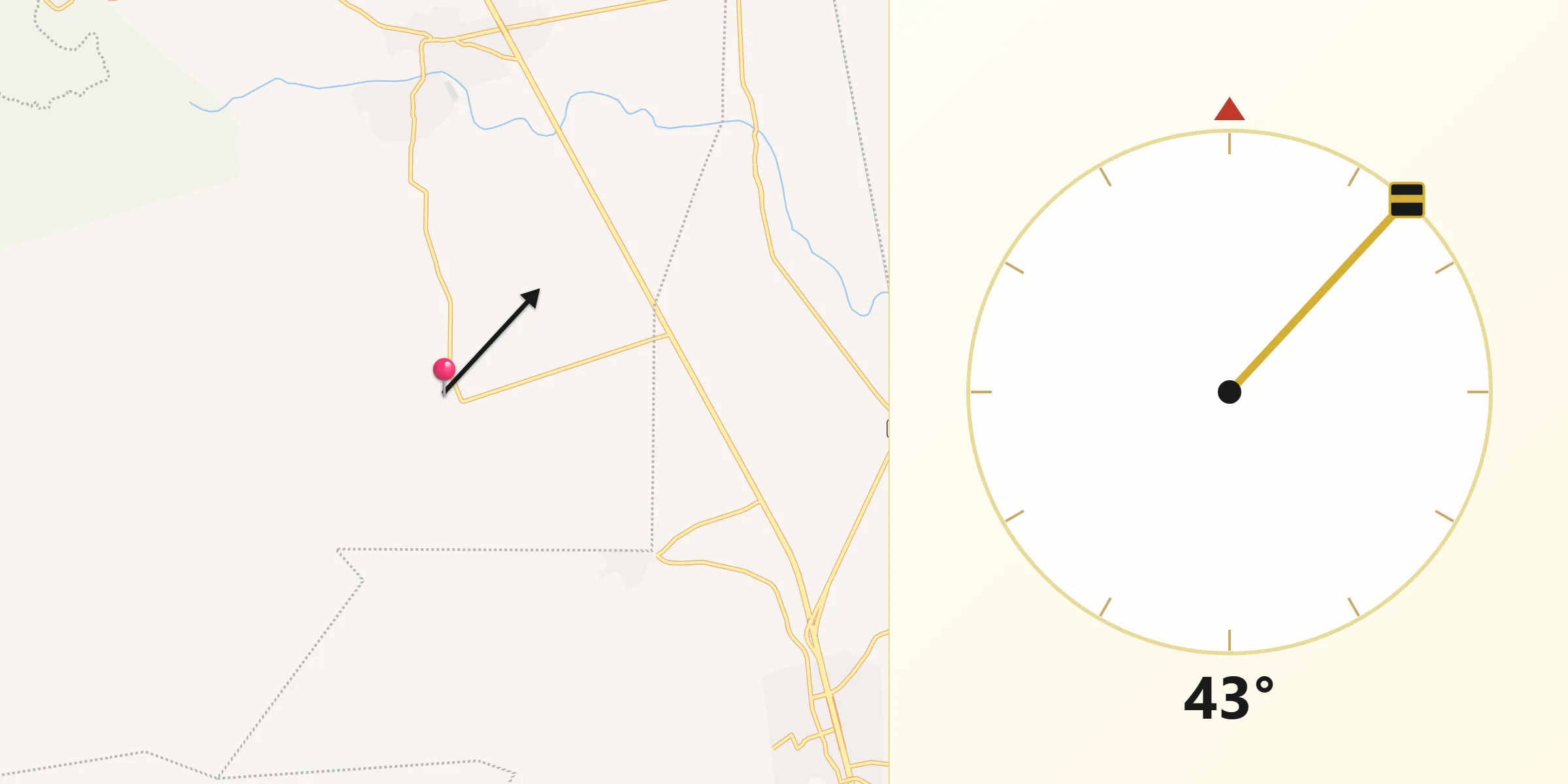 Dirección de la Qibla desde Rancho Nuevo