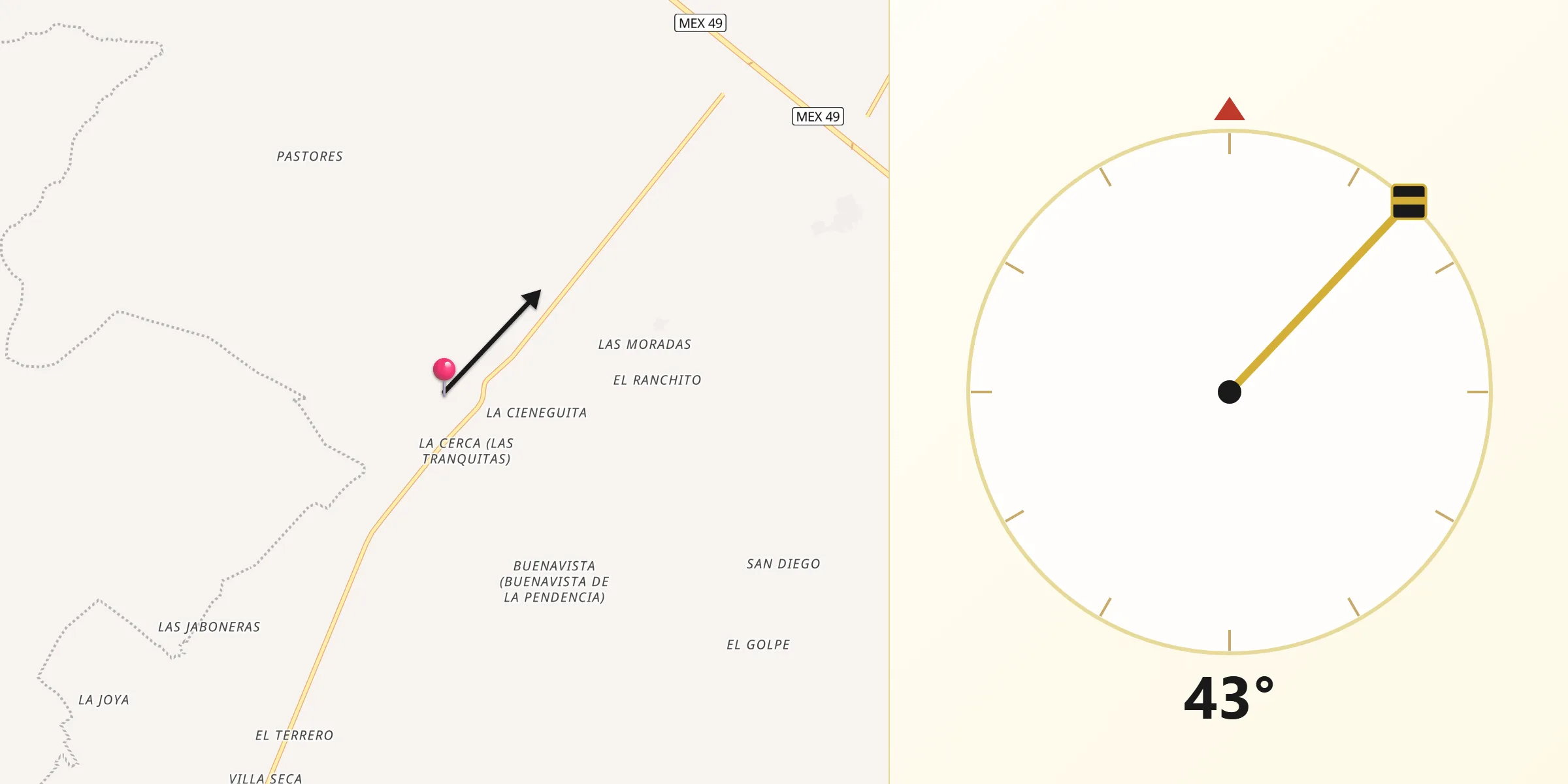Dirección de la Qibla desde La Pendencia