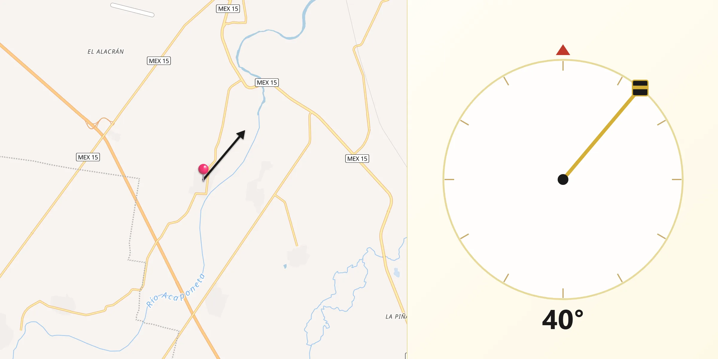 Dirección de la Qibla desde Sayulilla
