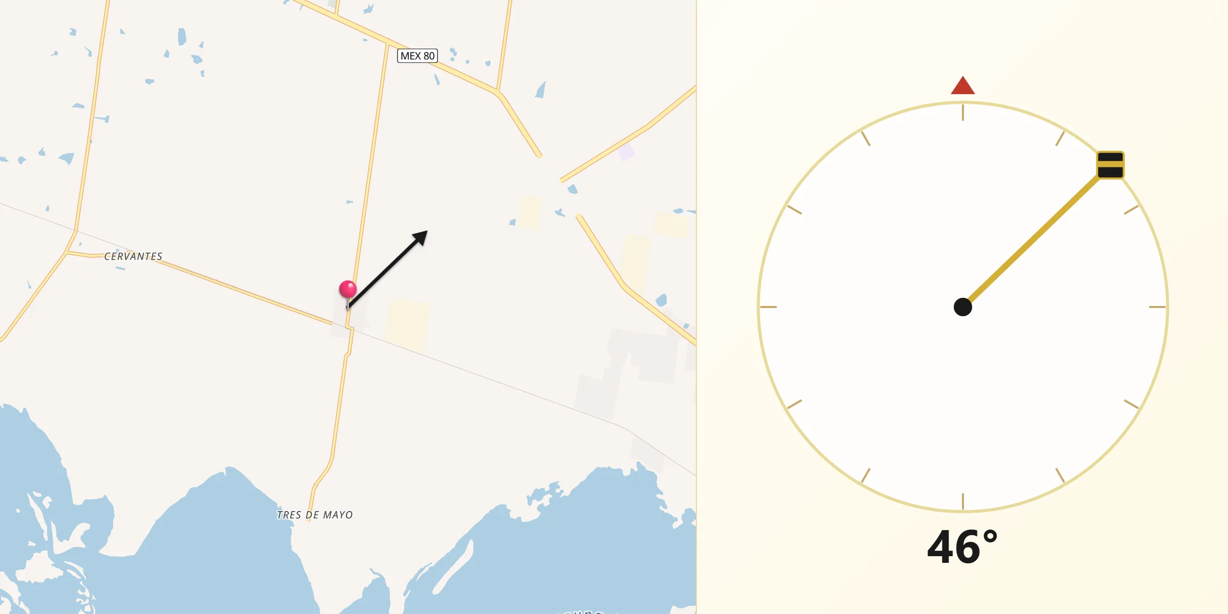 Dirección de la Qibla desde La Colonia