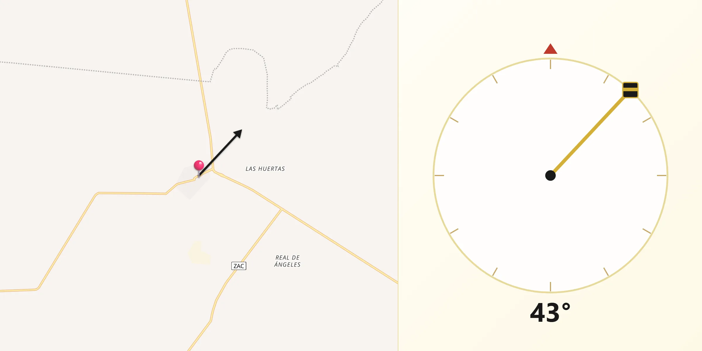 Dirección de la Qibla desde Noria de Ángeles