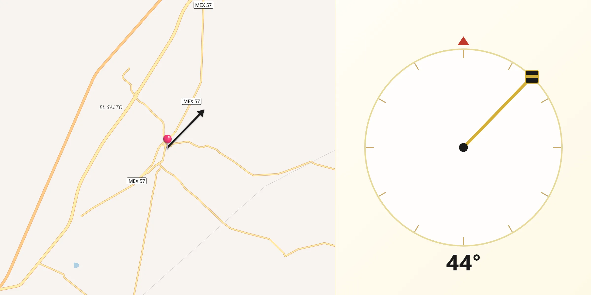 Dirección de la Qibla desde Villa Hidalgo