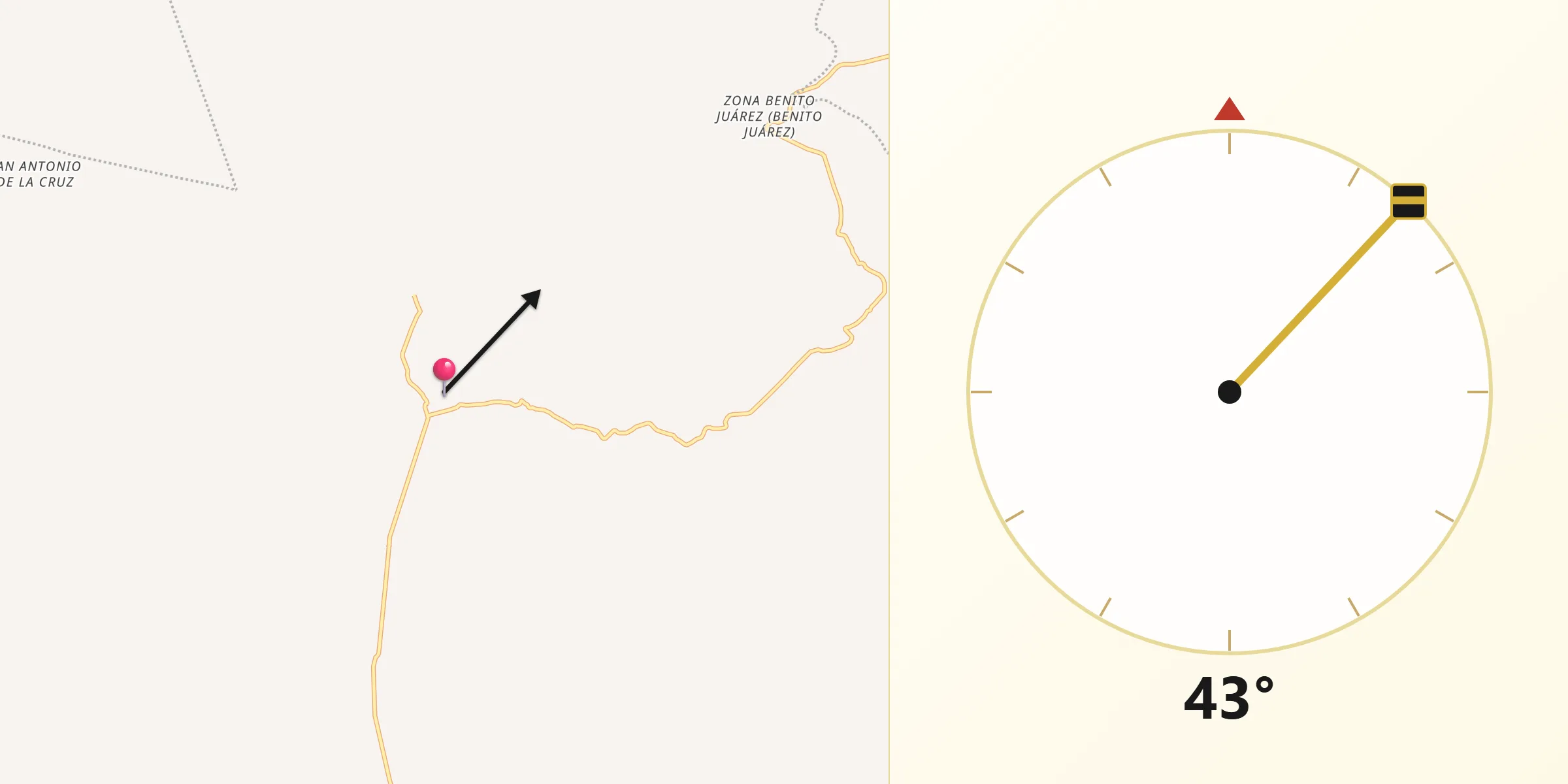 Dirección de la Qibla desde La Ballena