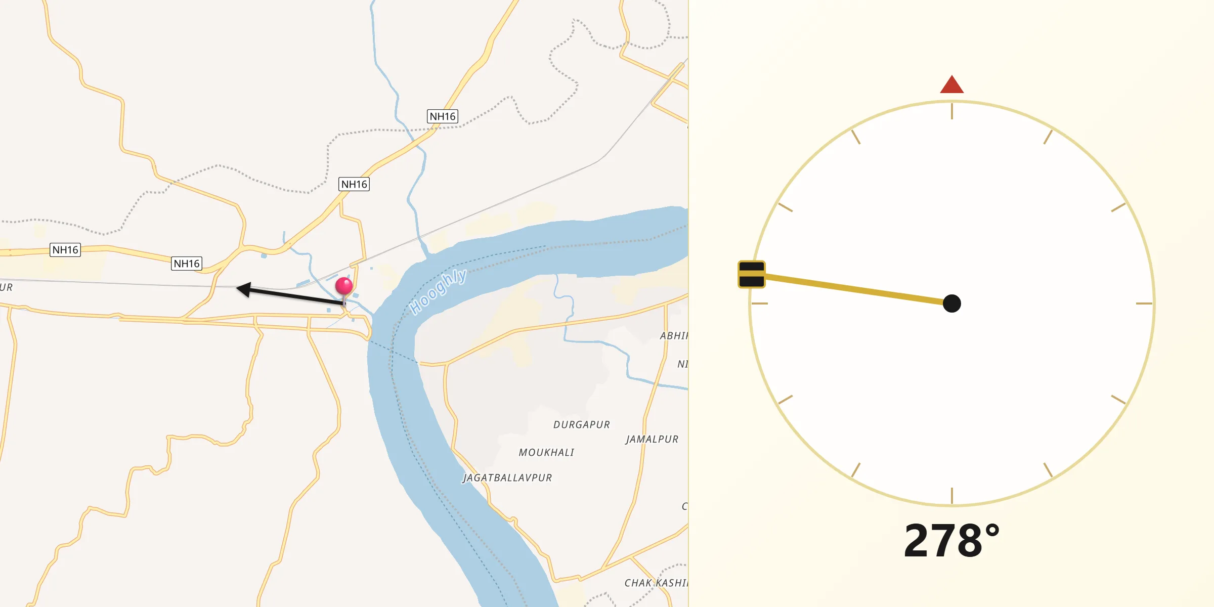 Qibla Direction from Uluberia