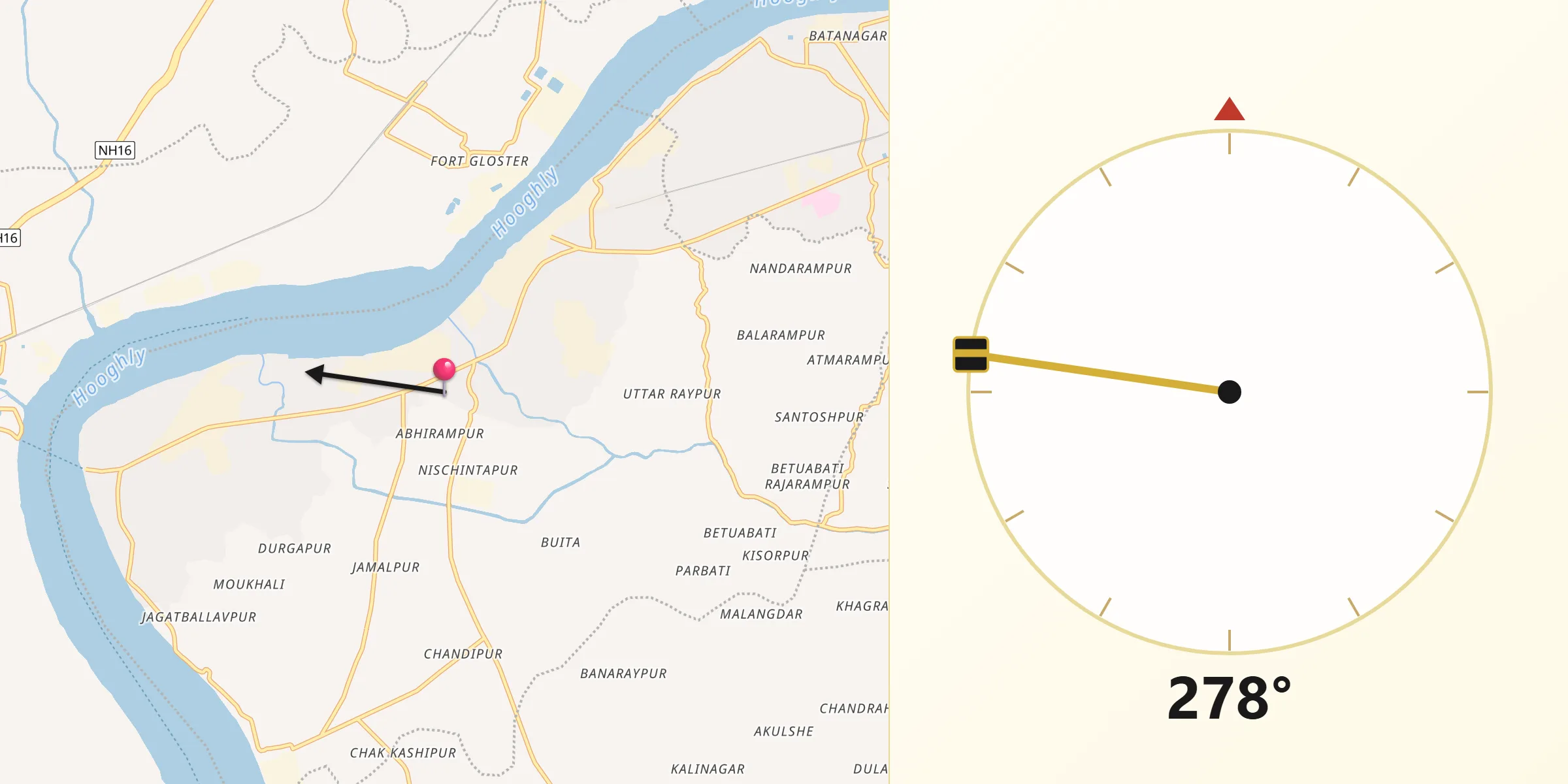 Qibla Direction from Budge Budge