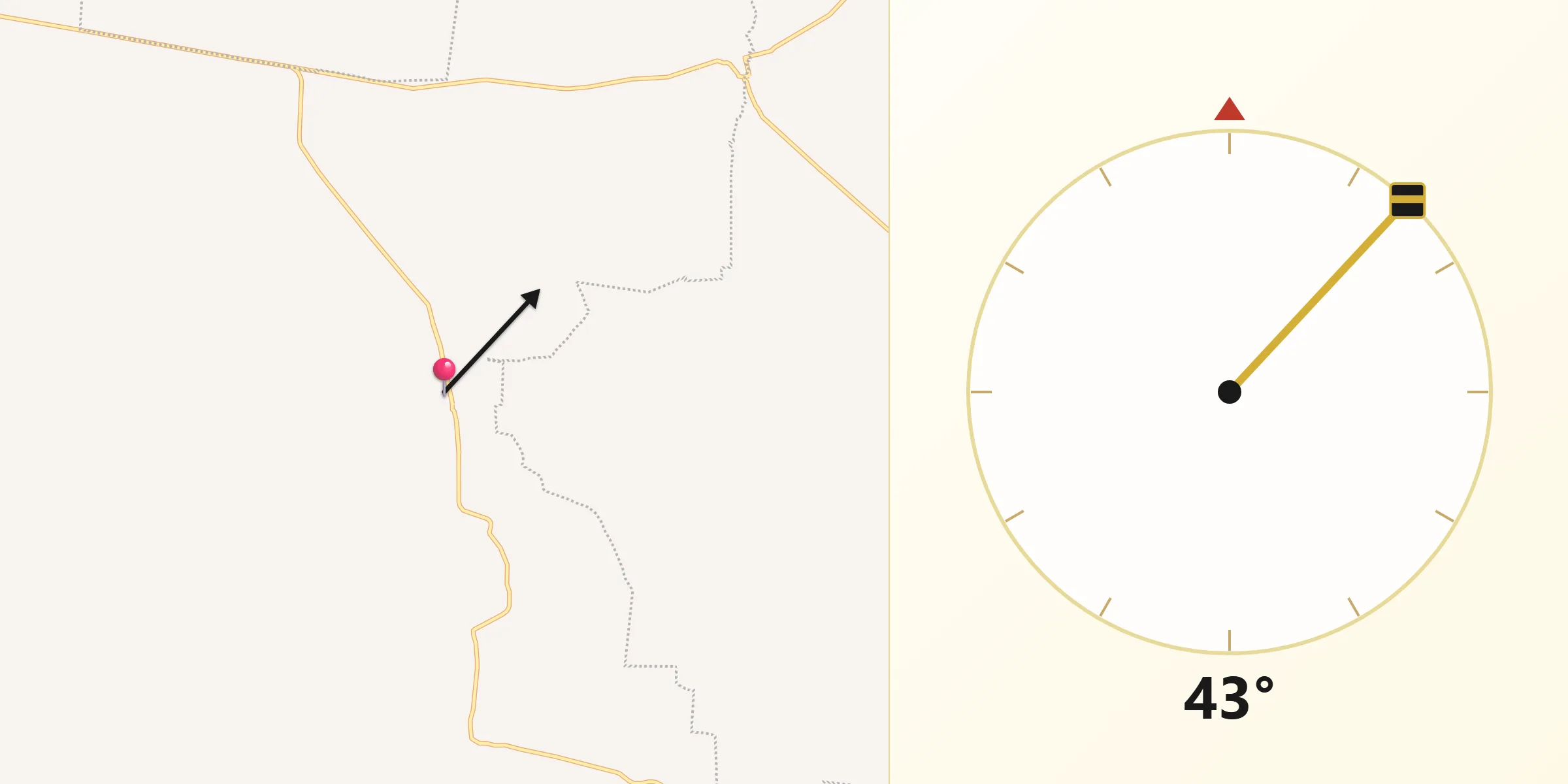 Dirección de la Qibla desde Pastoría