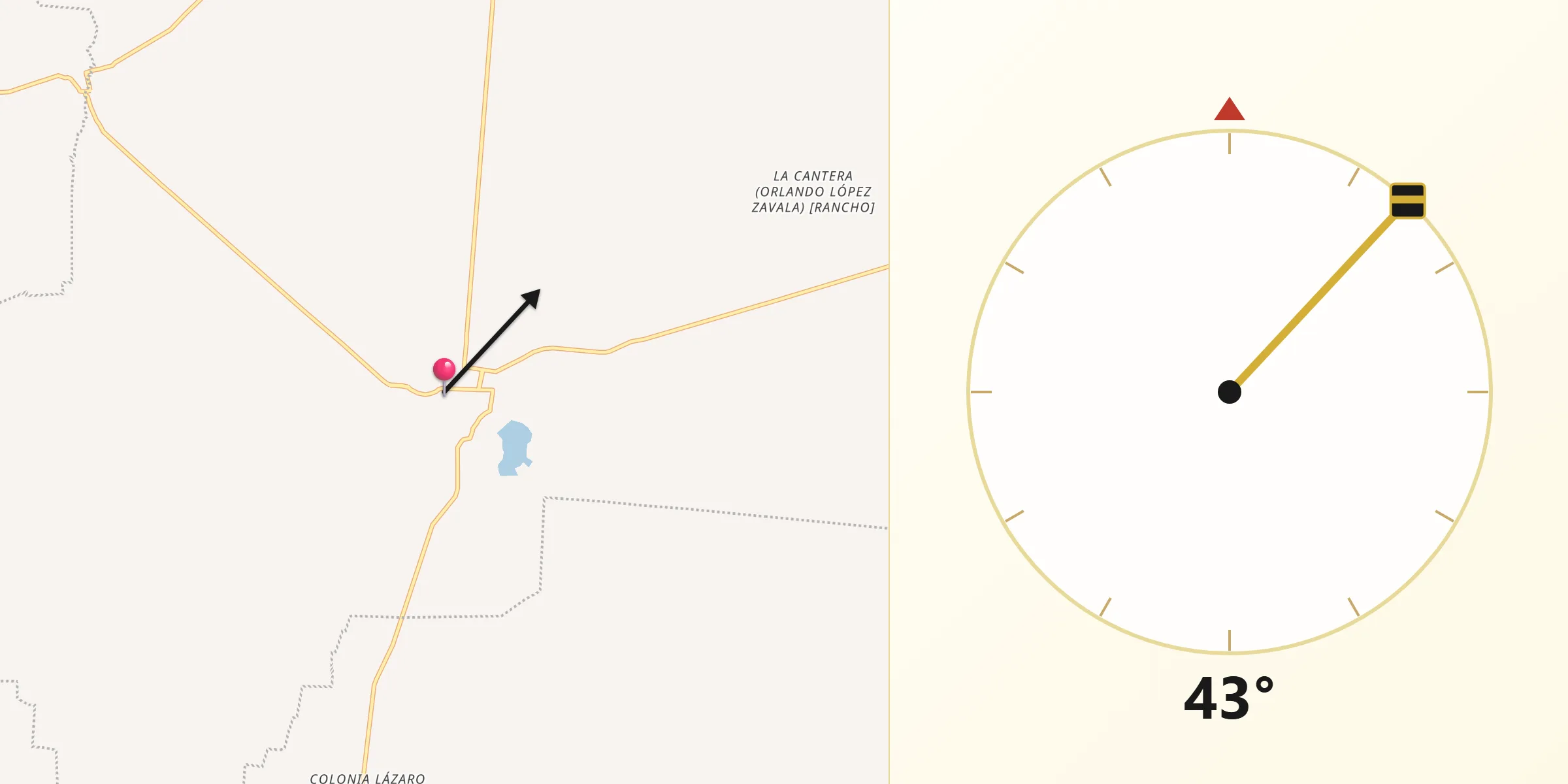 Dirección de la Qibla desde Estancia de Ánimas
