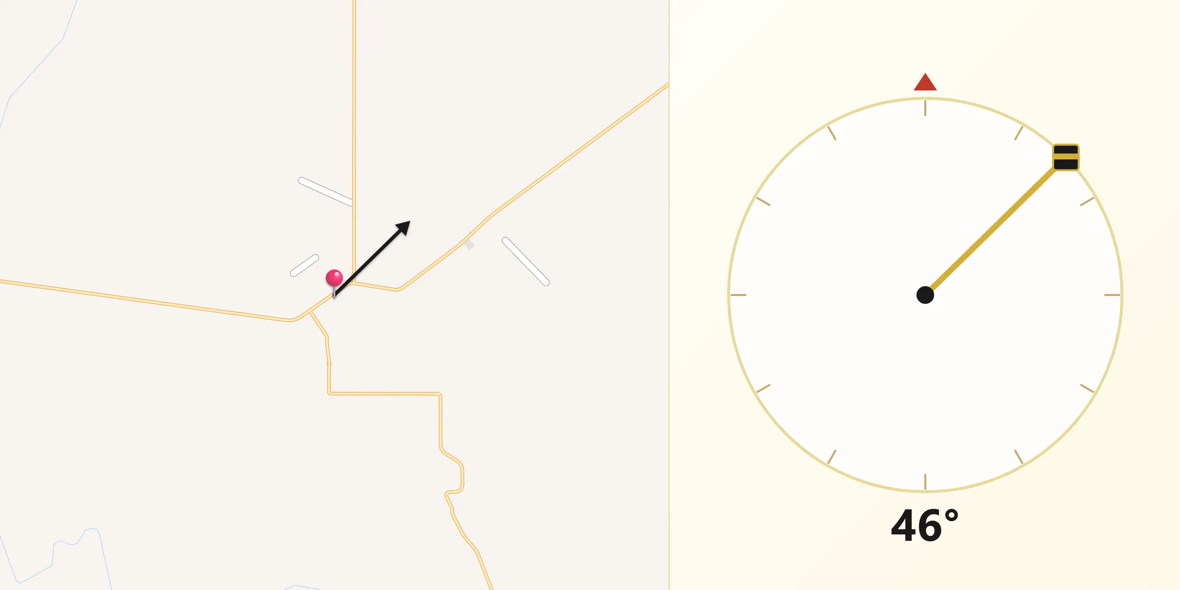 Dirección de la Qibla desde Nueva Apolonia