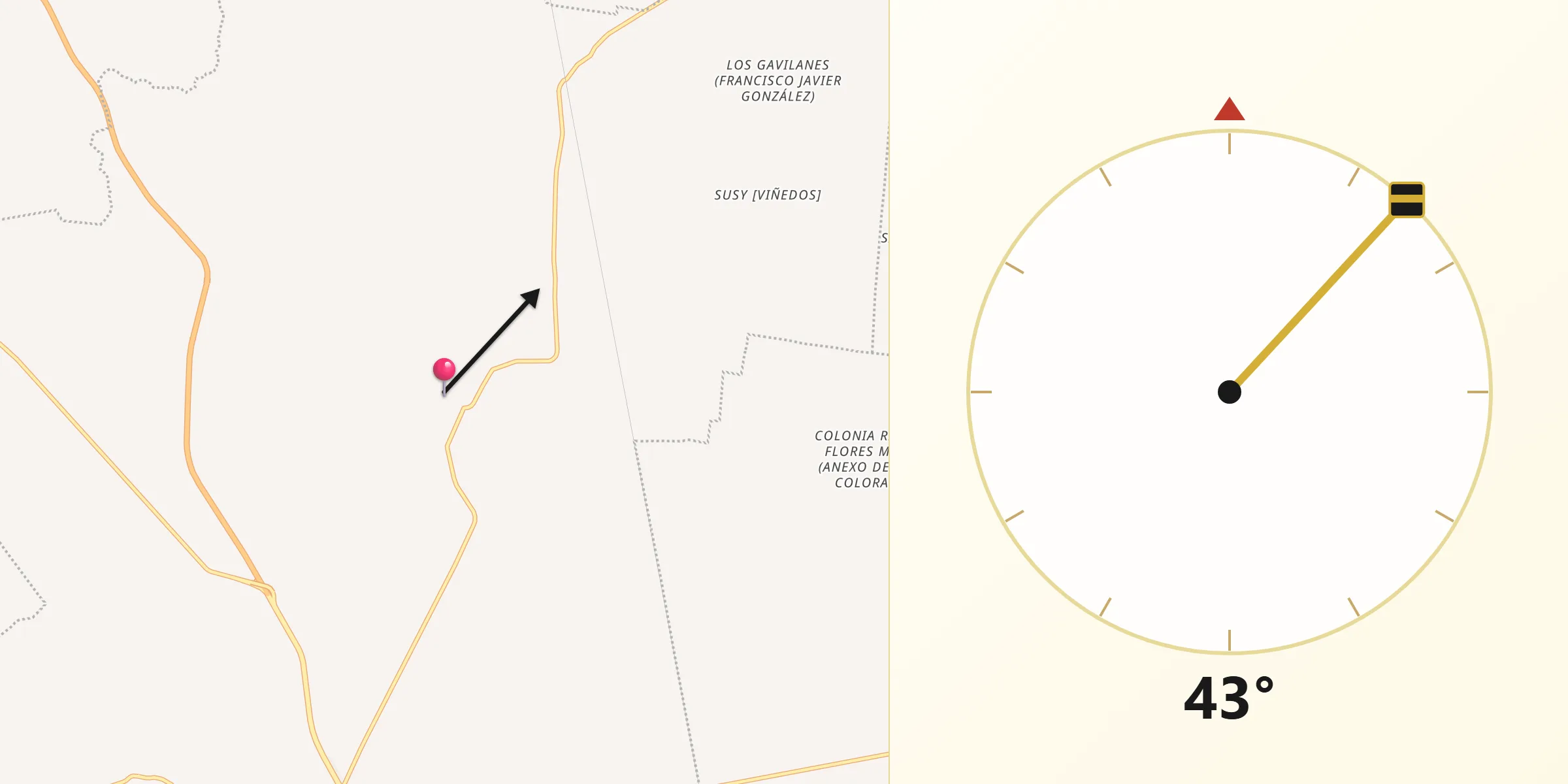 Dirección de la Qibla desde Piedra Gorda
