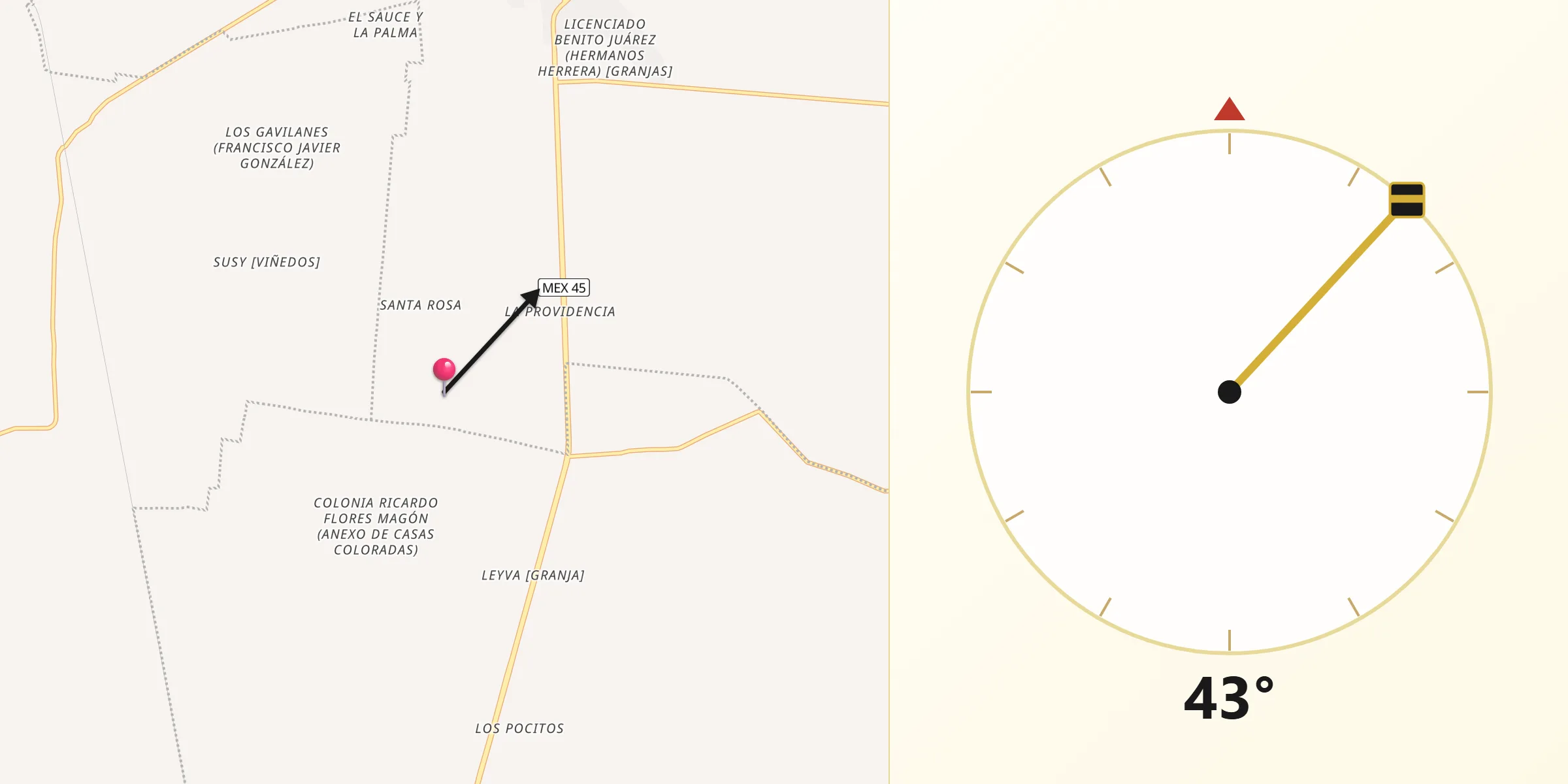 Dirección de la Qibla desde La Concepción