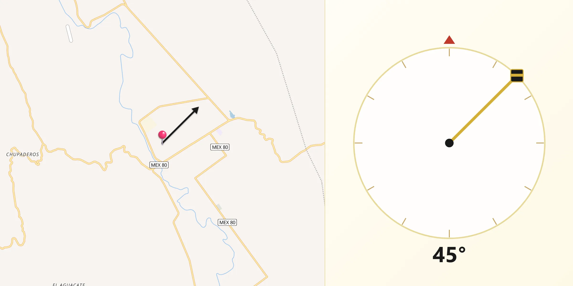 Dirección de la Qibla desde El Naranjo