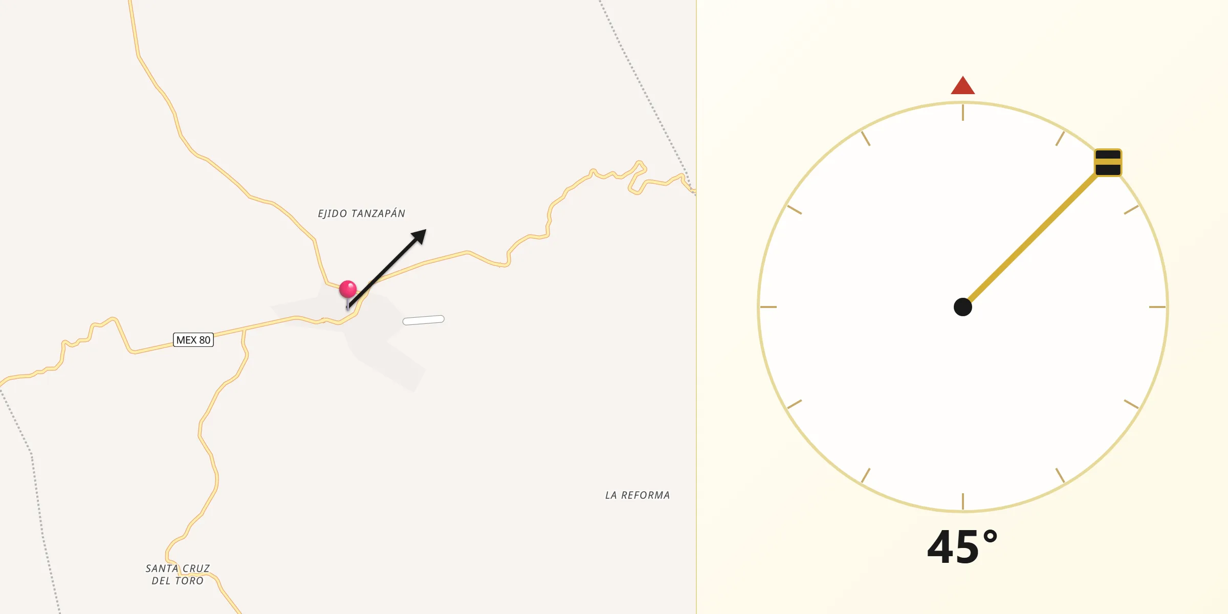 Dirección de la Qibla desde Nuevo Morelos