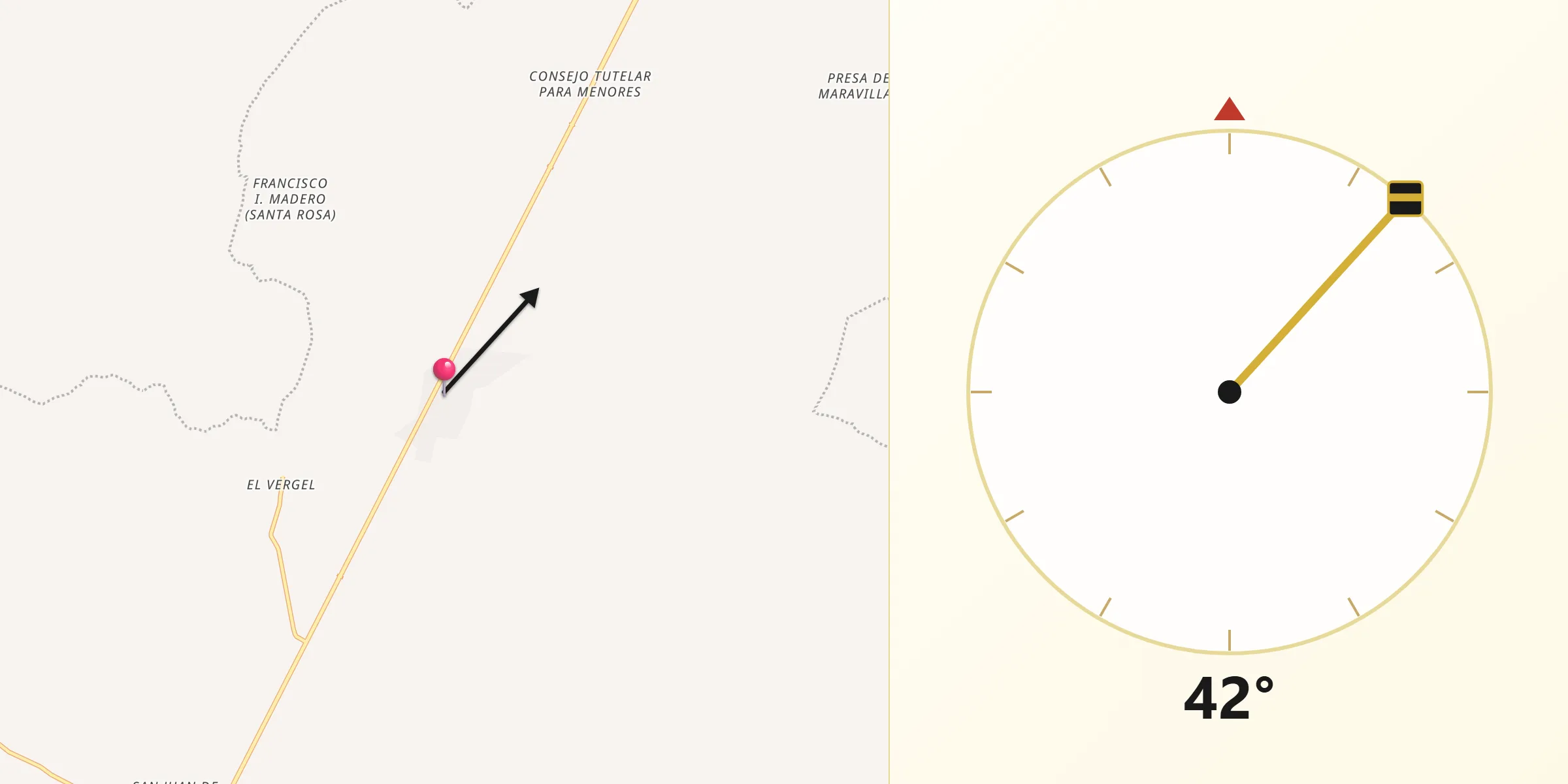 Dirección de la Qibla desde Colonia Felipe Ángeles