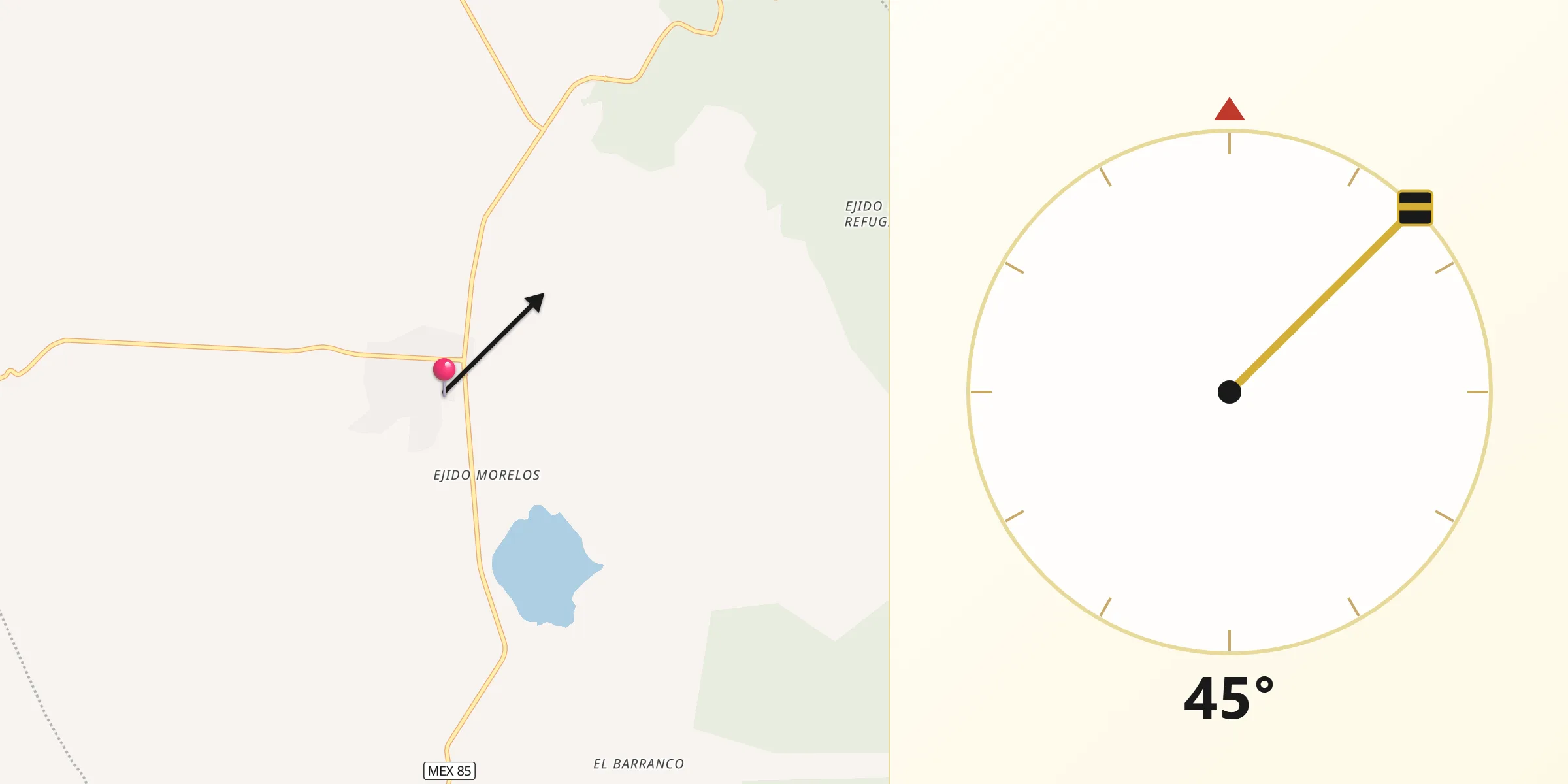 Dirección de la Qibla desde Antiguo Morelos