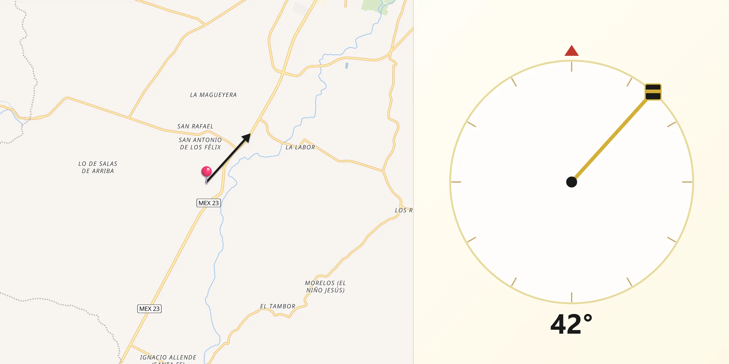 Dirección de la Qibla desde Ermita de Guadalupe