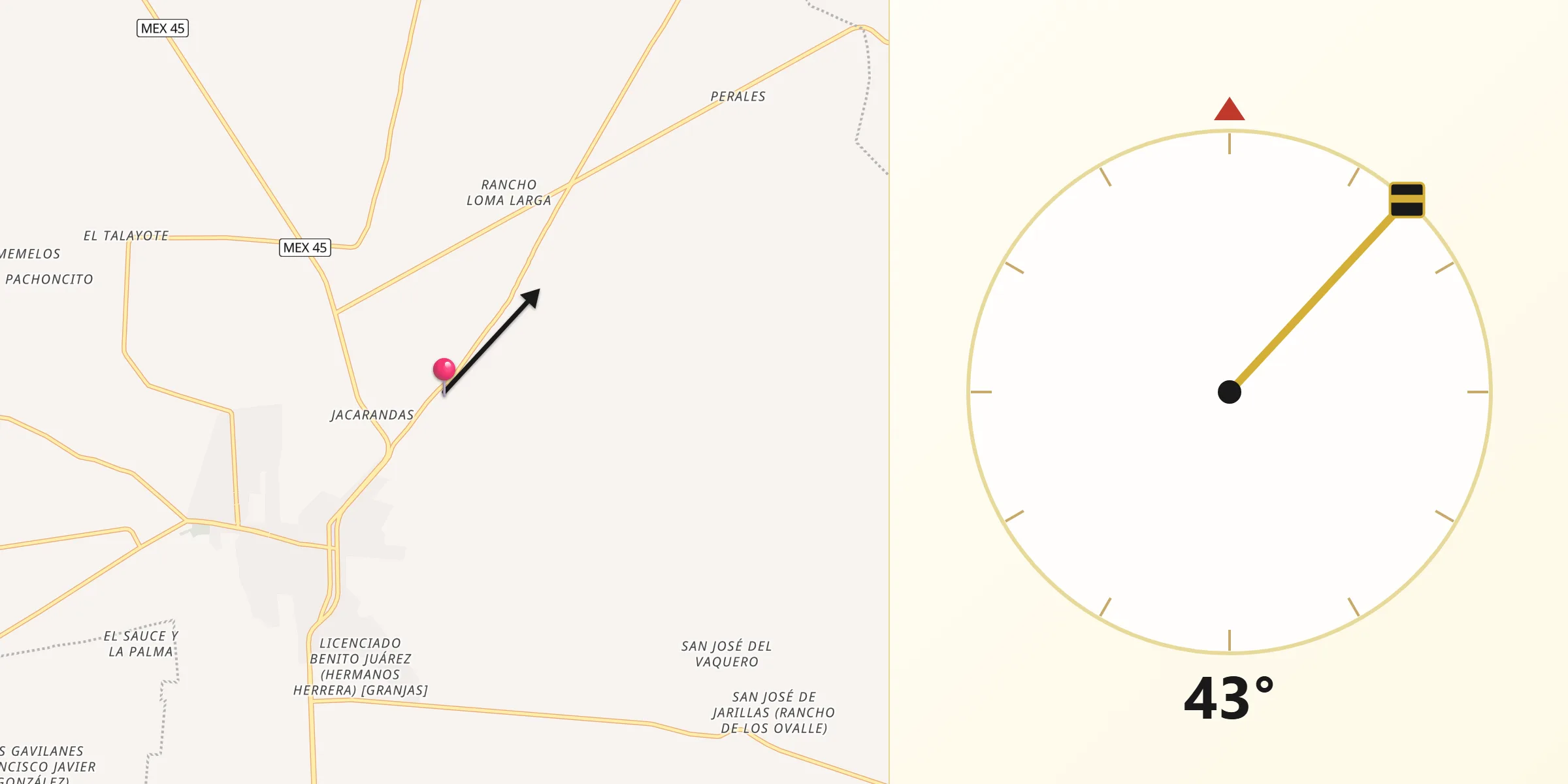 Dirección de la Qibla desde San Cristóbal