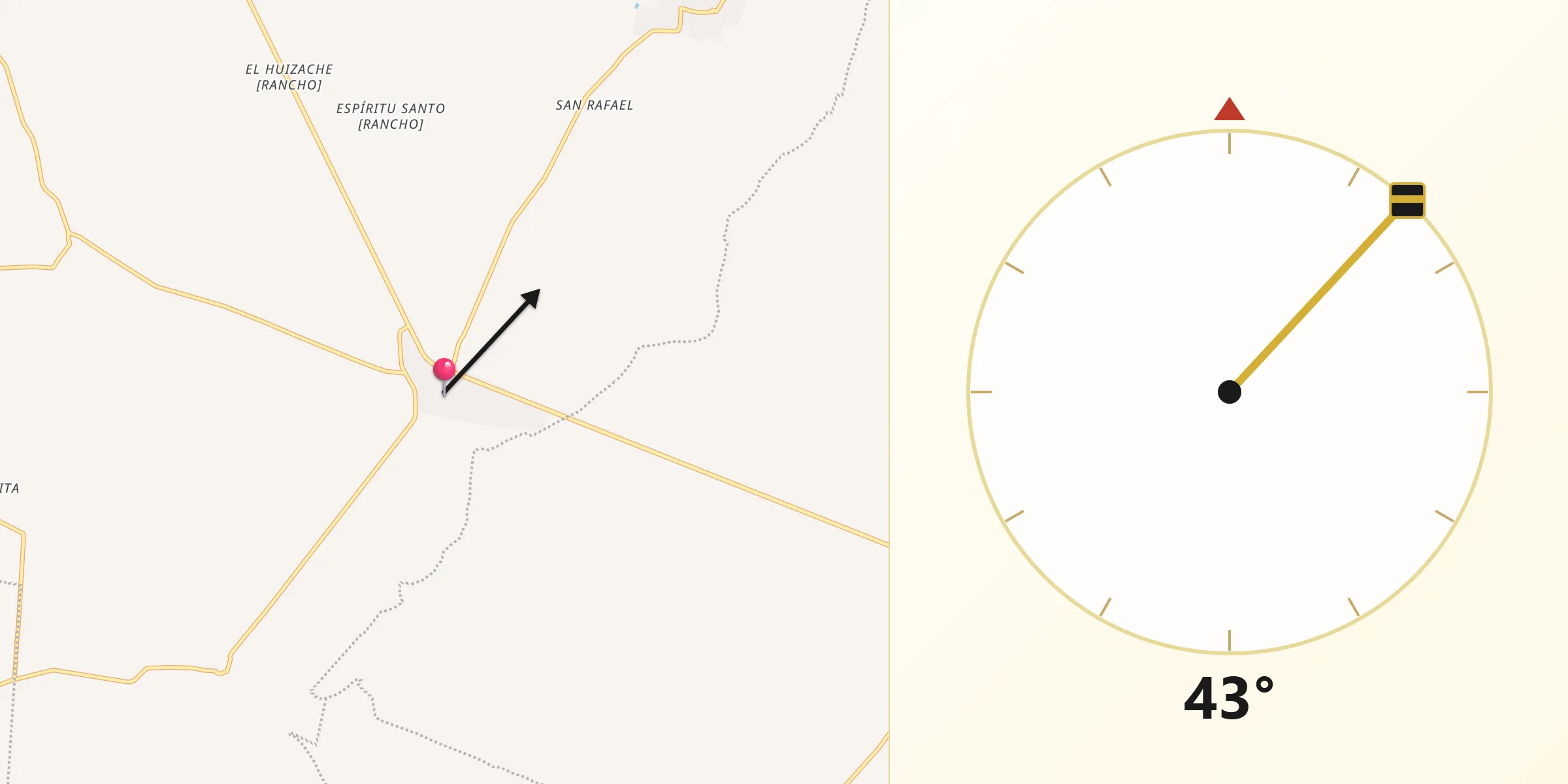 Dirección de la Qibla desde Santa Elena