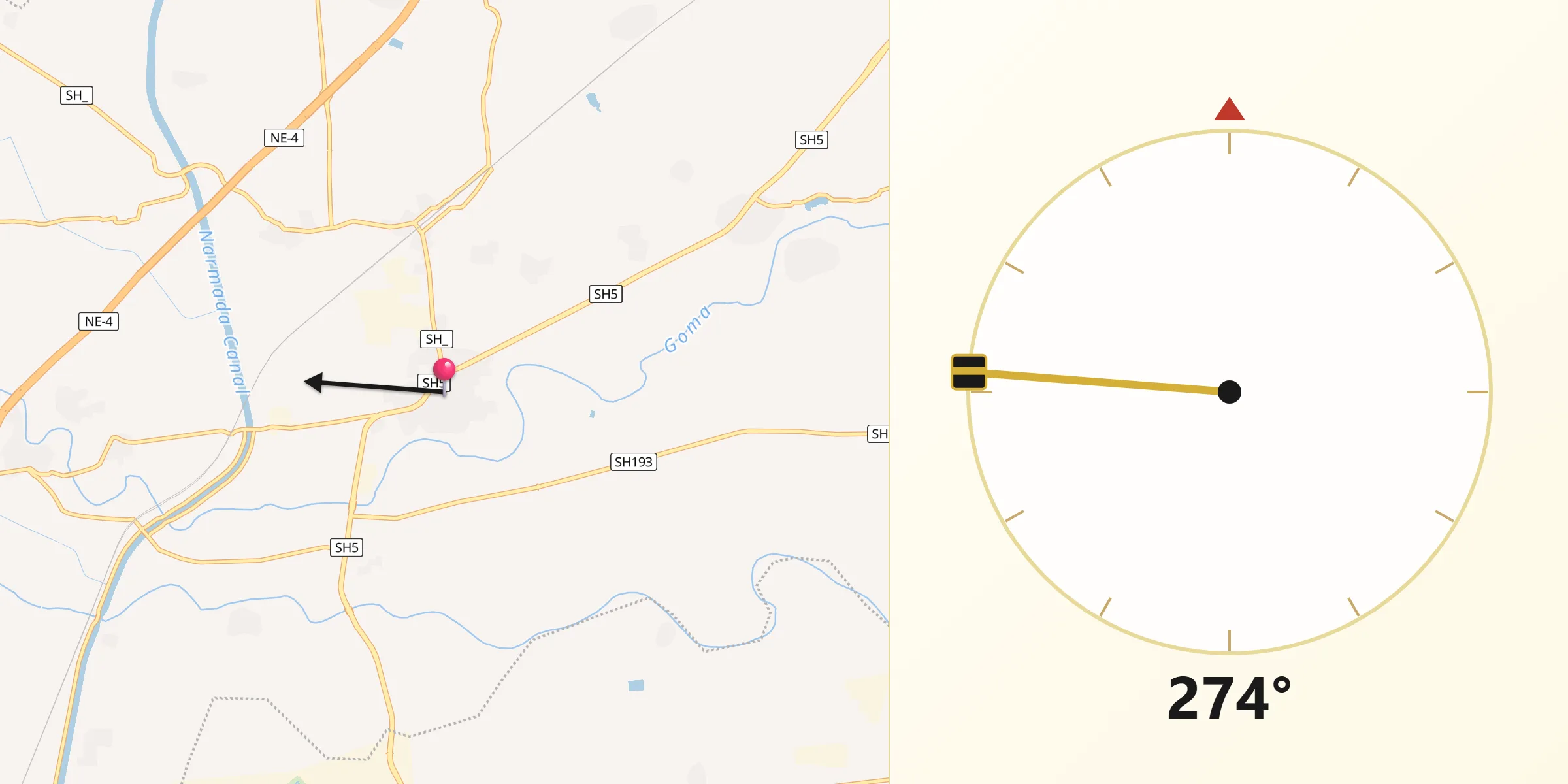 Qibla Direction from Kalol