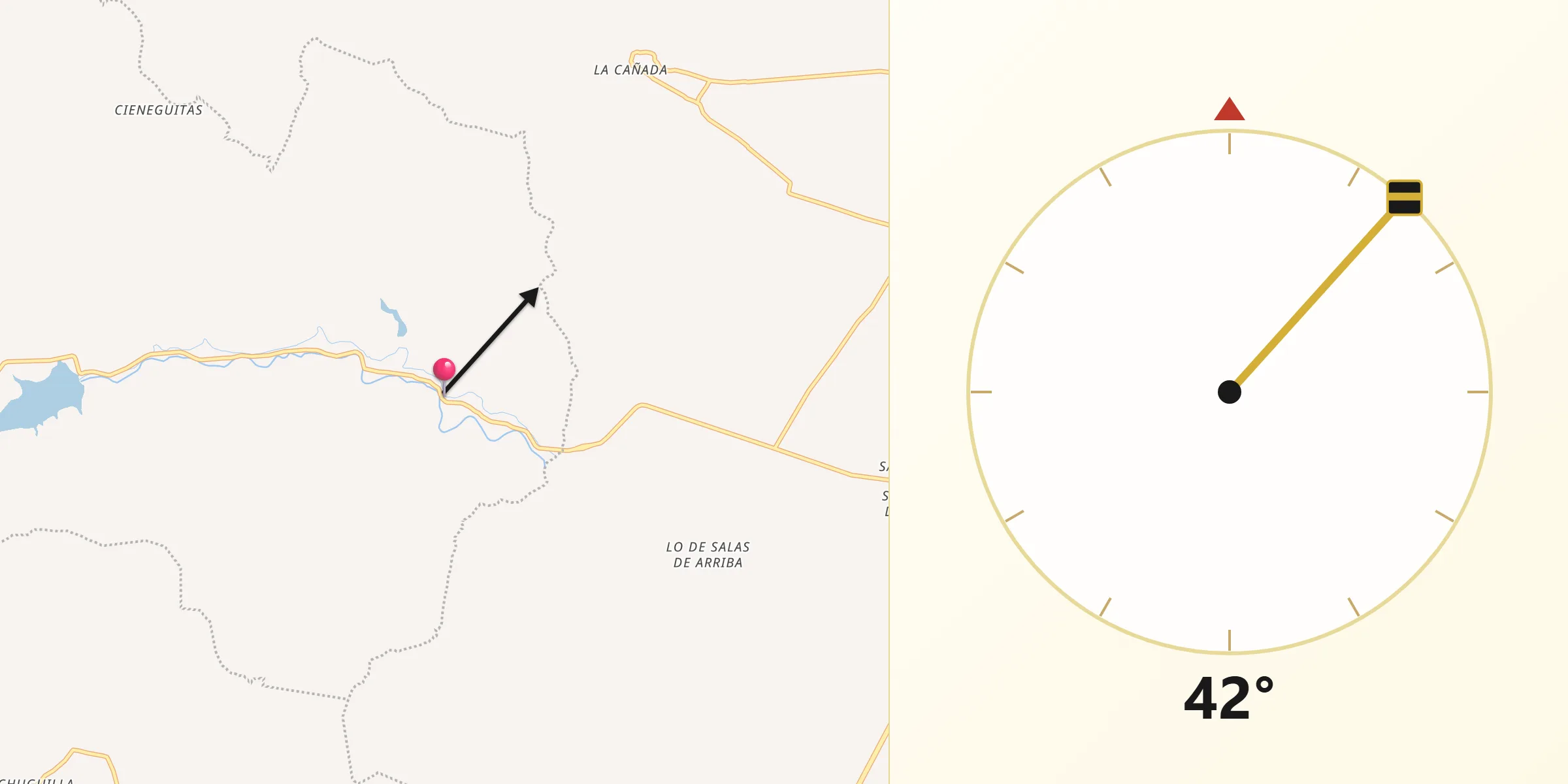 Dirección de la Qibla desde Susticacán