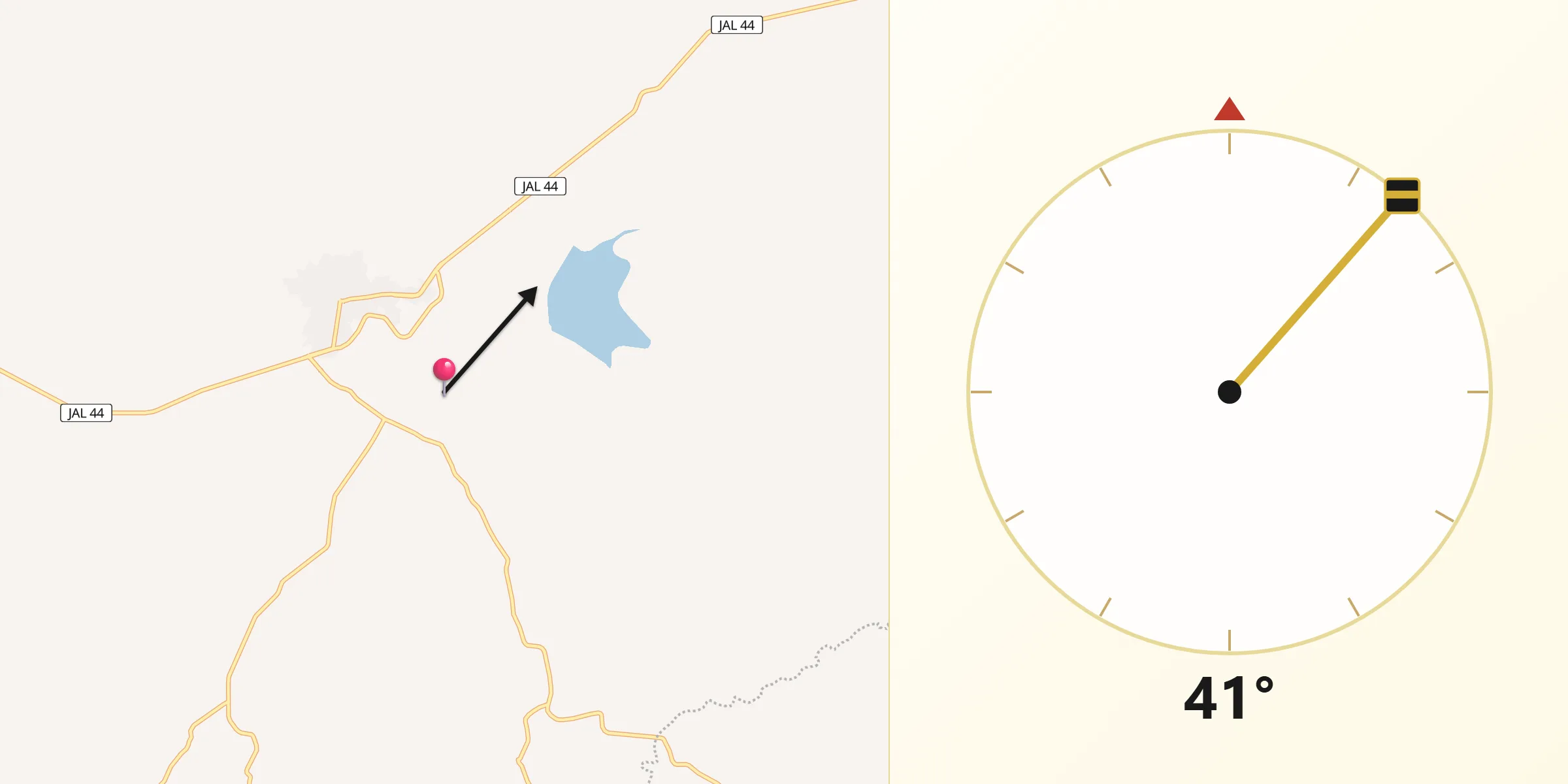 Dirección de la Qibla desde Huejuquilla El Alto