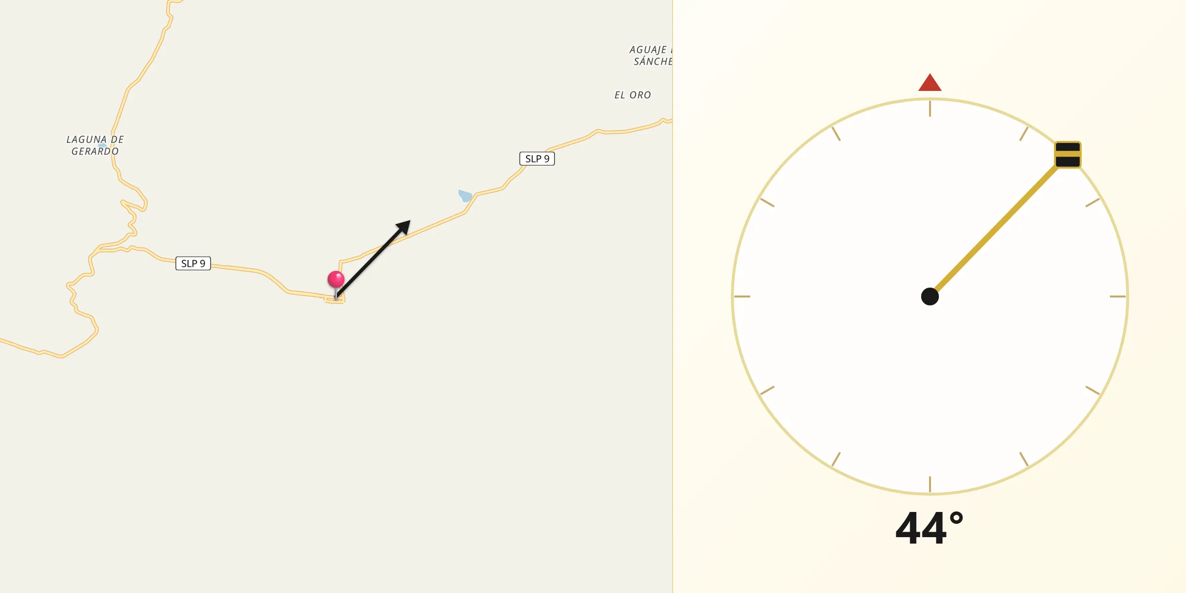 Dirección de la Qibla desde Guadalcázar