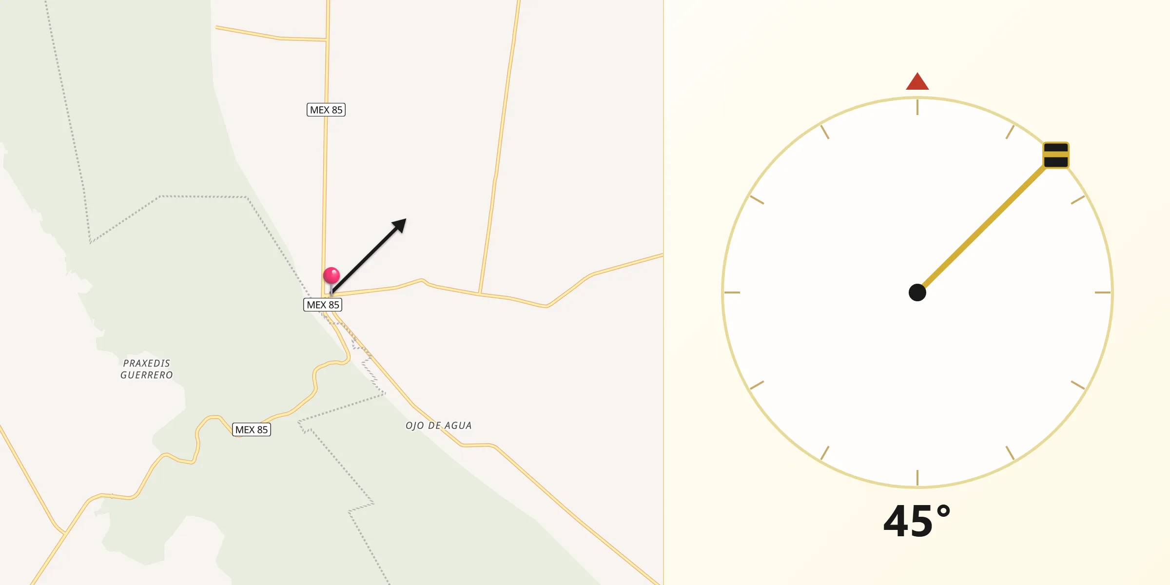 Dirección de la Qibla desde El Abra