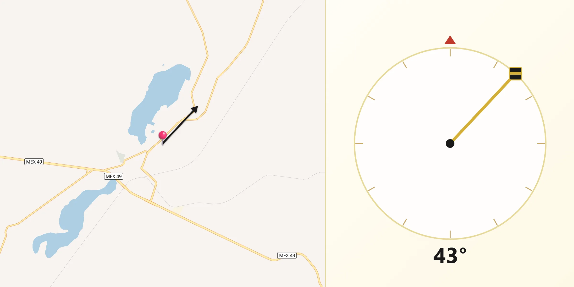 Dirección de la Qibla desde Salinas de Hidalgo