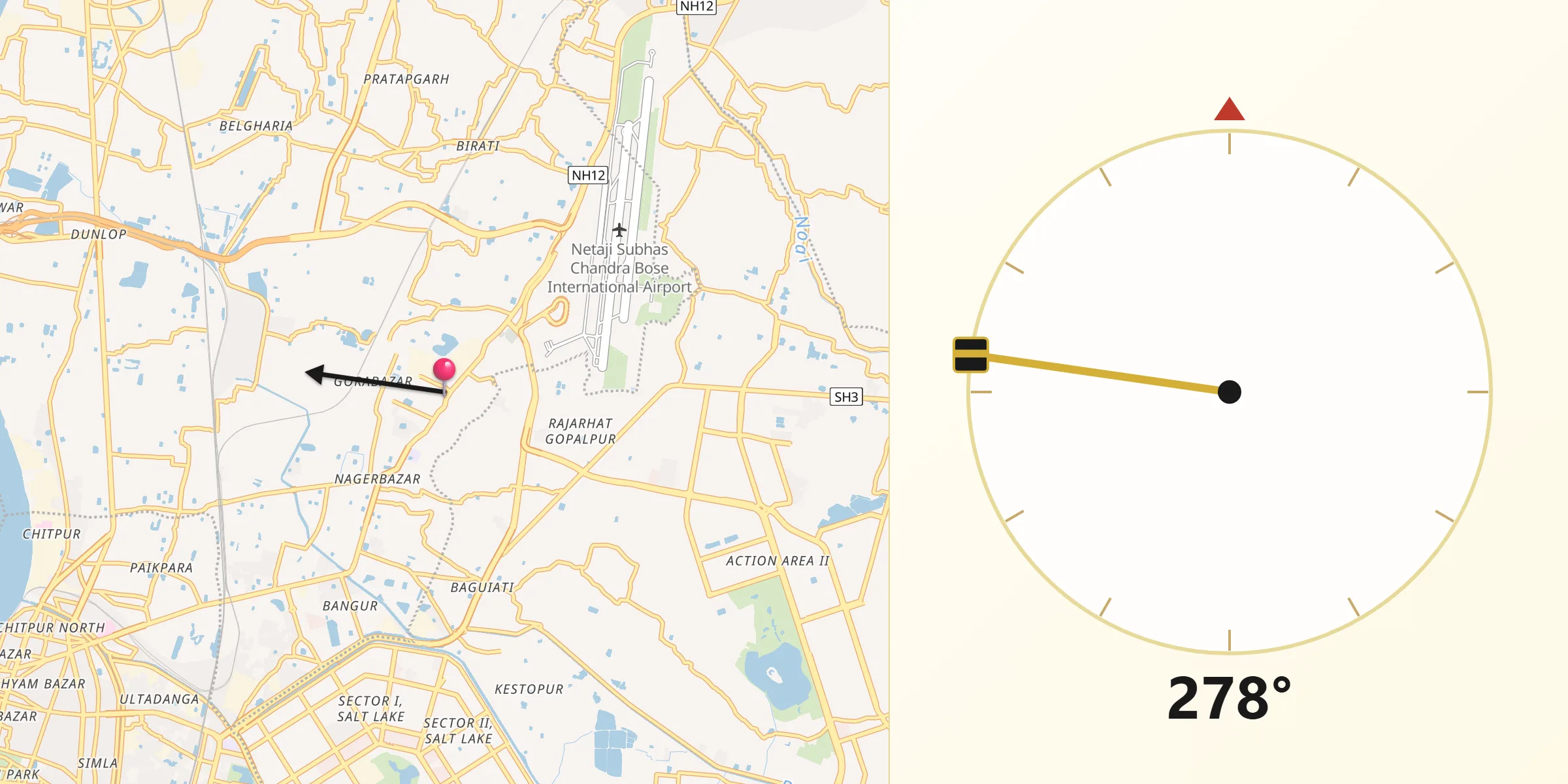 Qibla Direction from Dum Dum