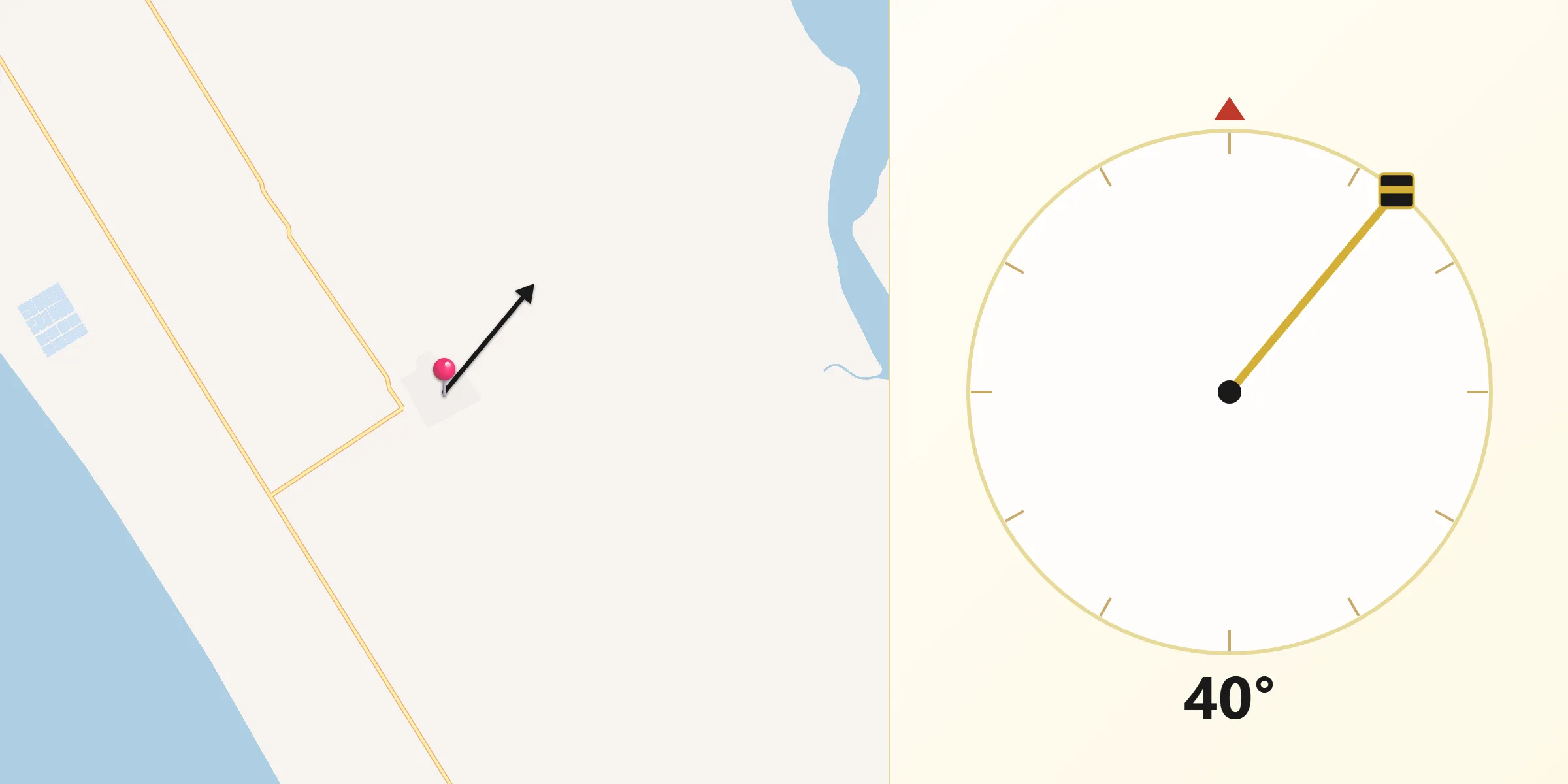 Dirección de la Qibla desde Palmito del Verde