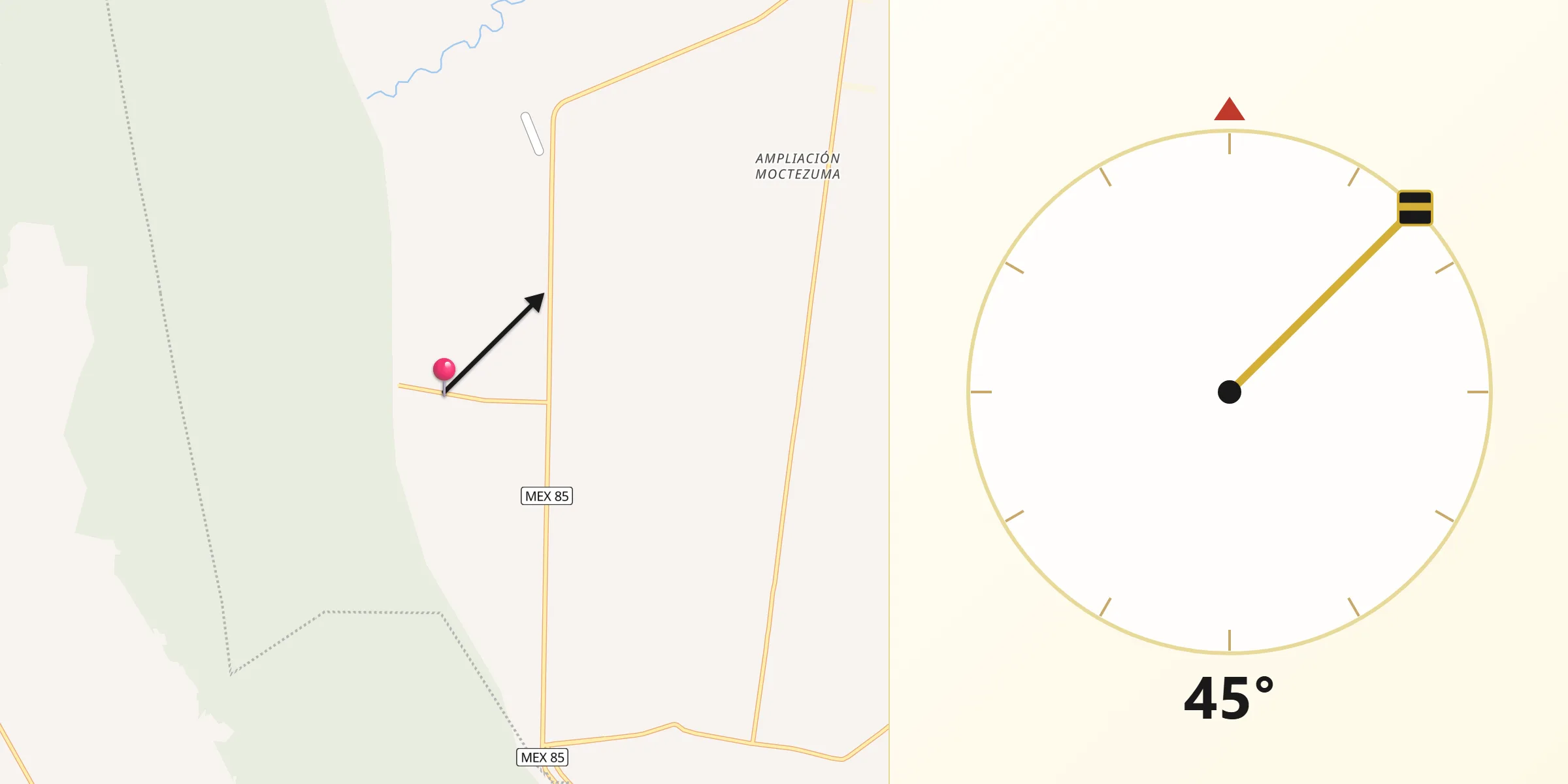 Dirección de la Qibla desde Quintero