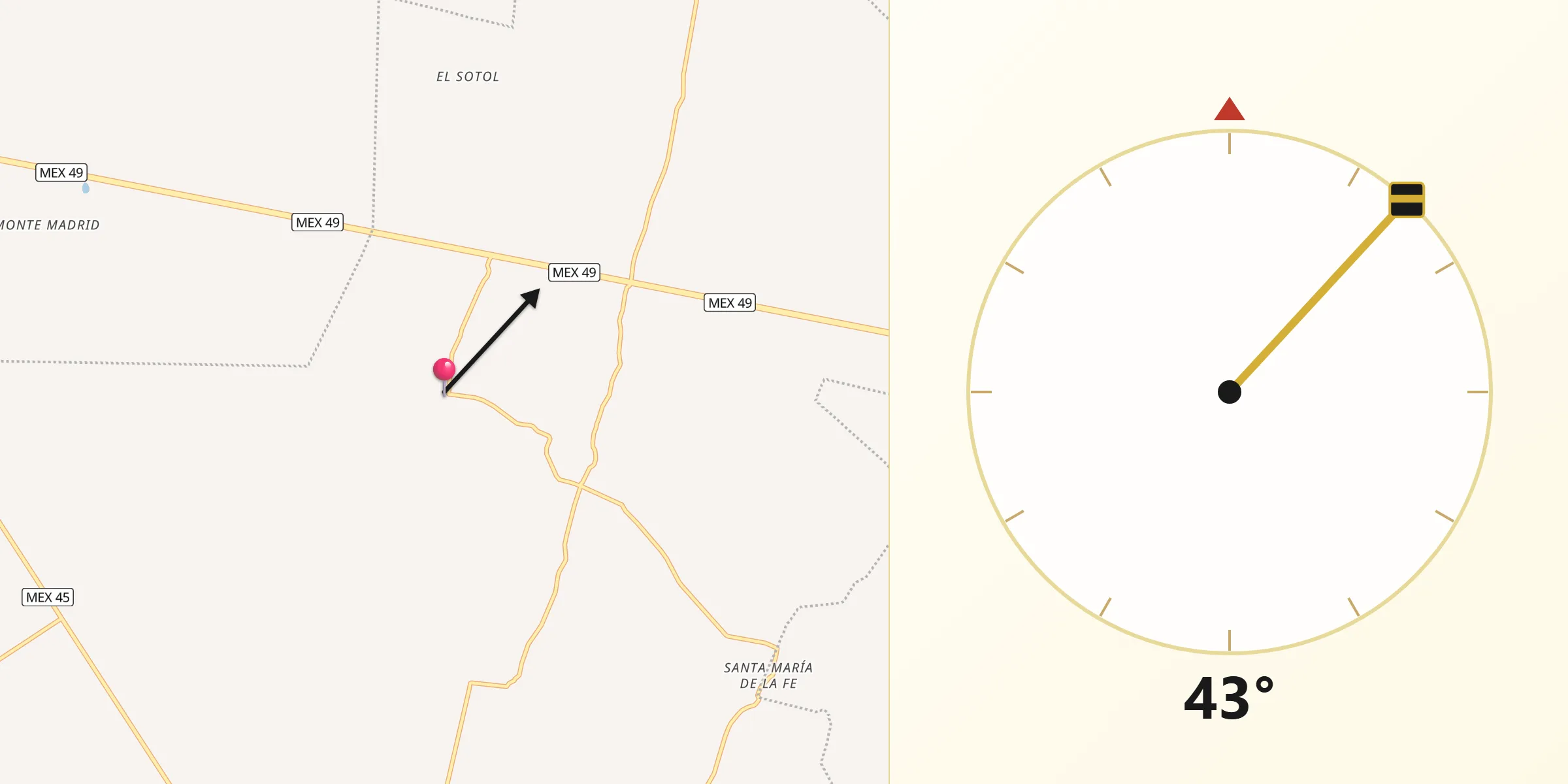 Dirección de la Qibla desde La Capilla