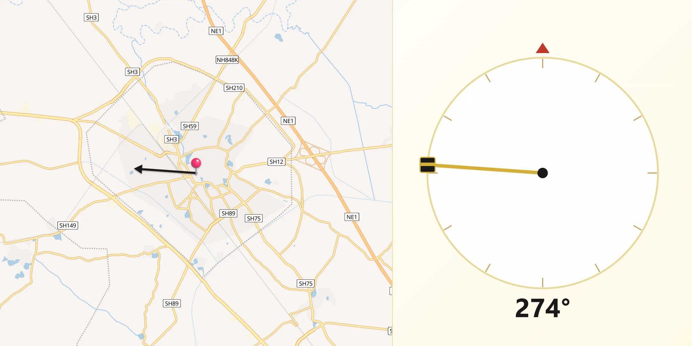 Qibla Direction from Nadiad