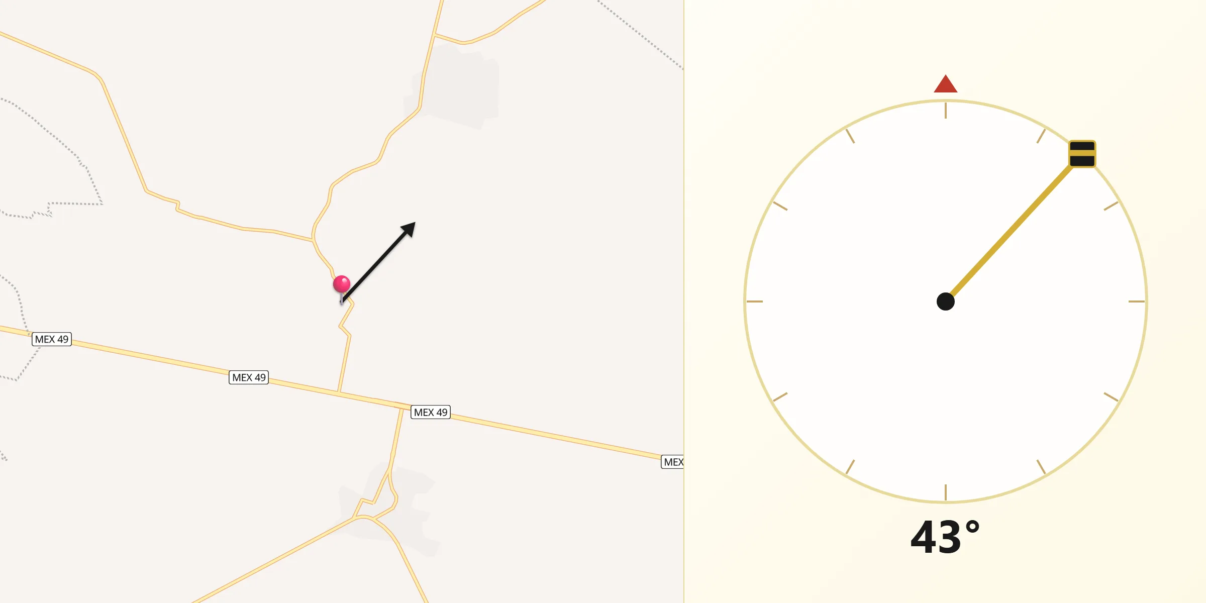 Dirección de la Qibla desde La Tesorera