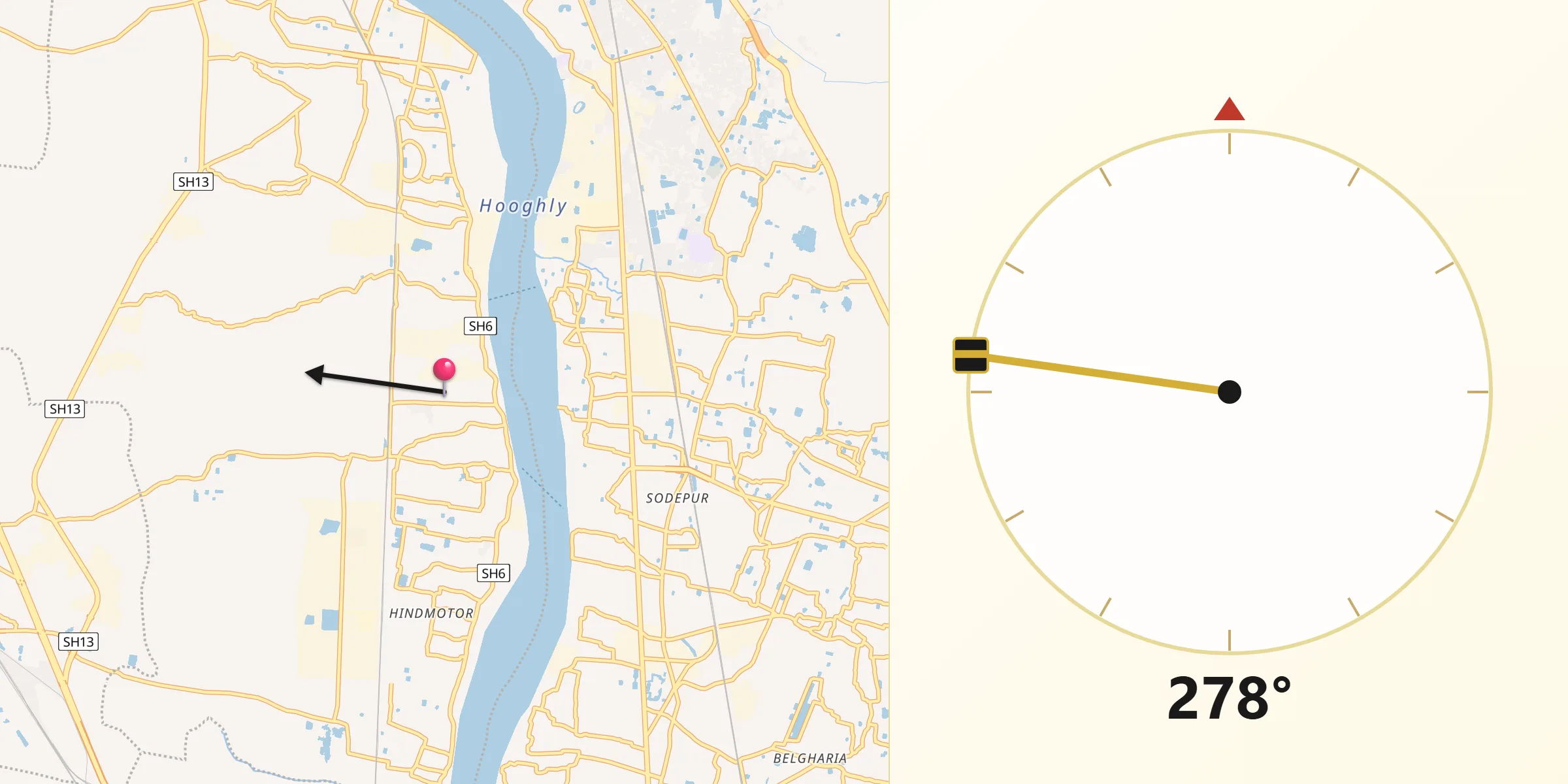 Qibla Direction from Rishra