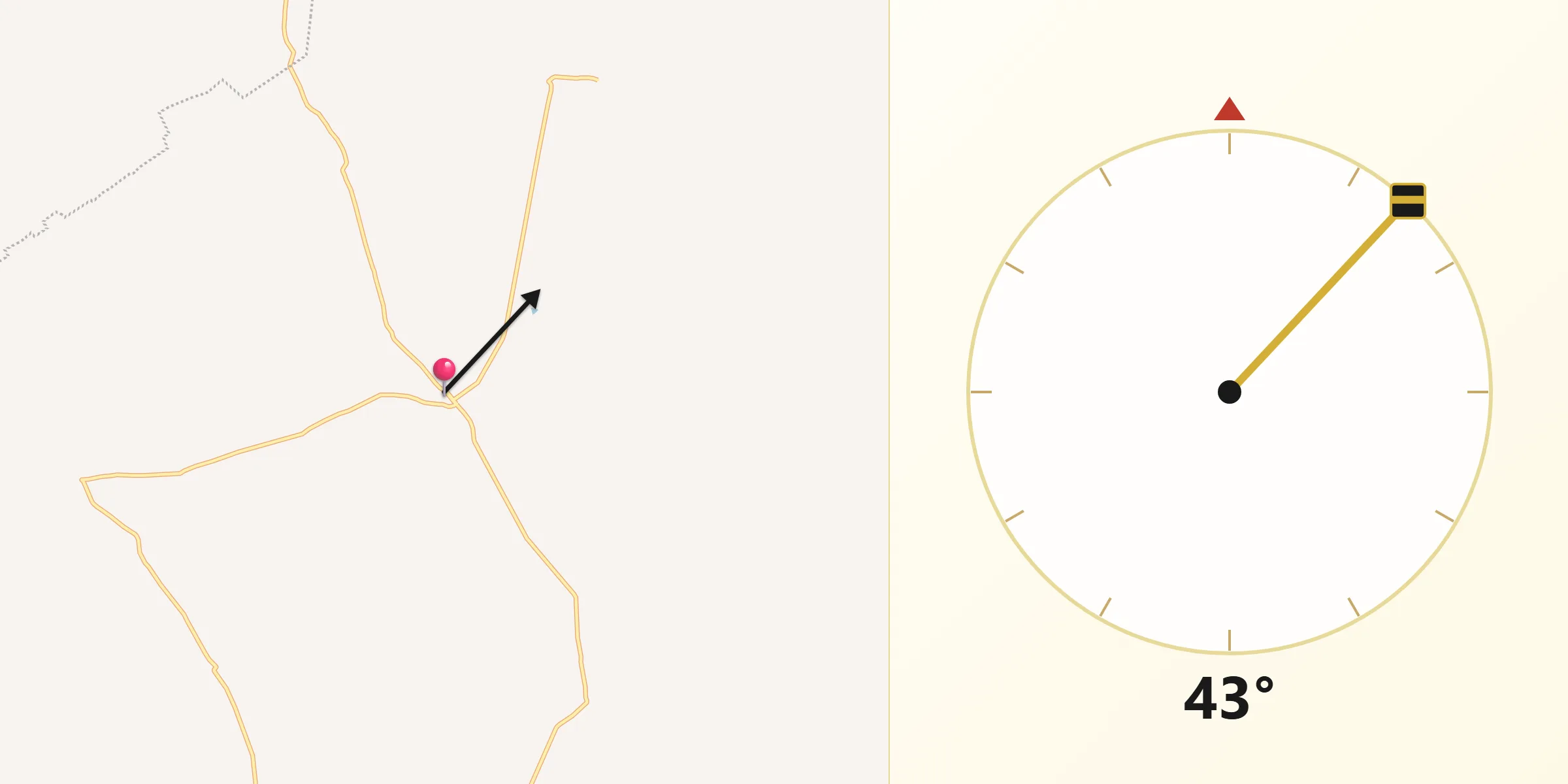 Dirección de la Qibla desde Palma Pegada