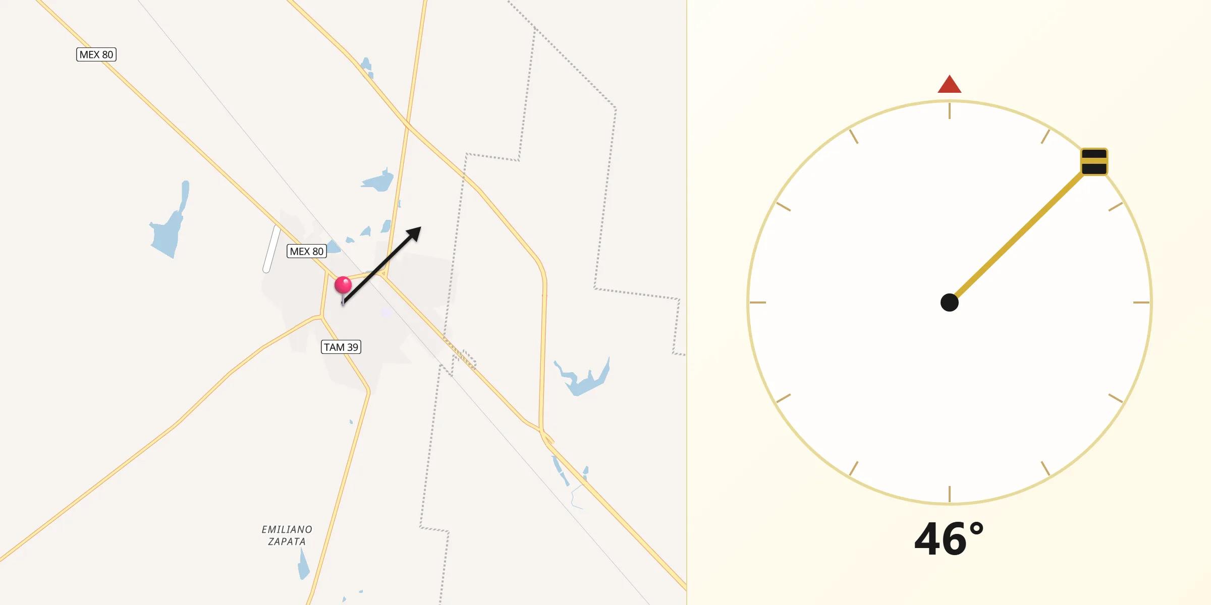 Dirección de la Qibla desde Ursulo Galván