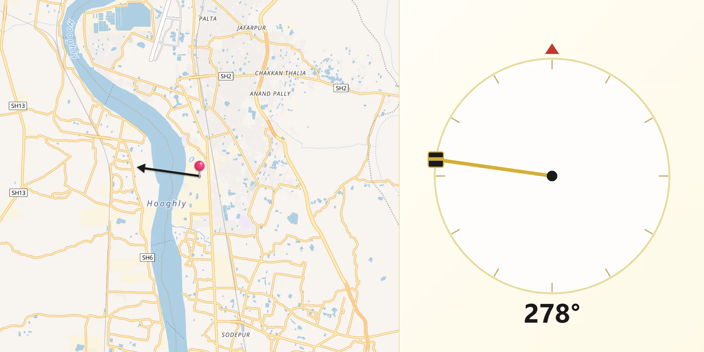 Qibla Direction from Titagarh