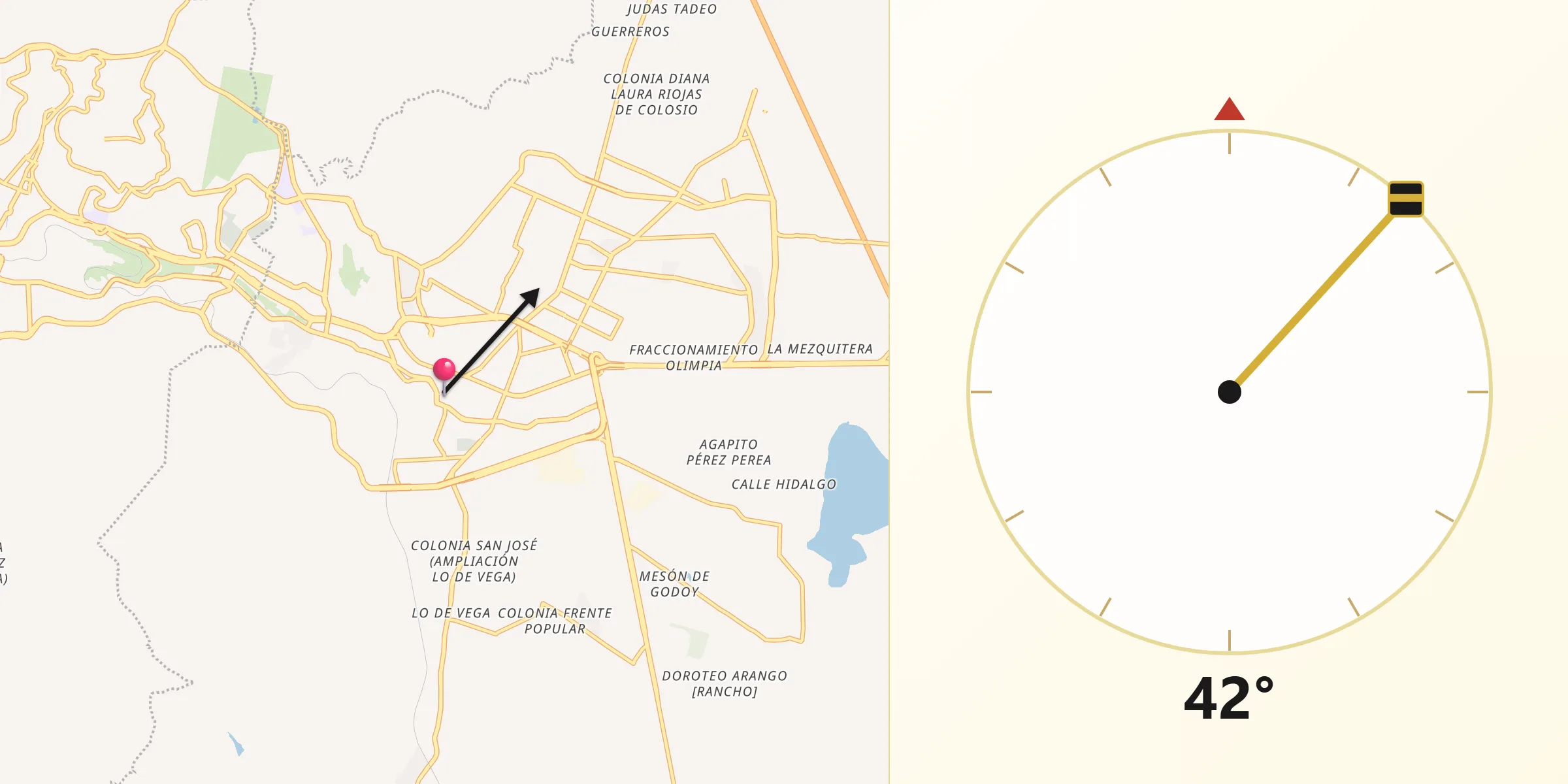 Dirección de la Qibla desde Guadalupe
