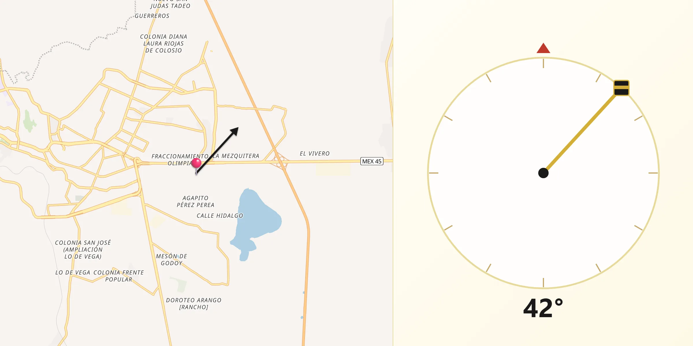 Dirección de la Qibla desde Martínez Domínguez